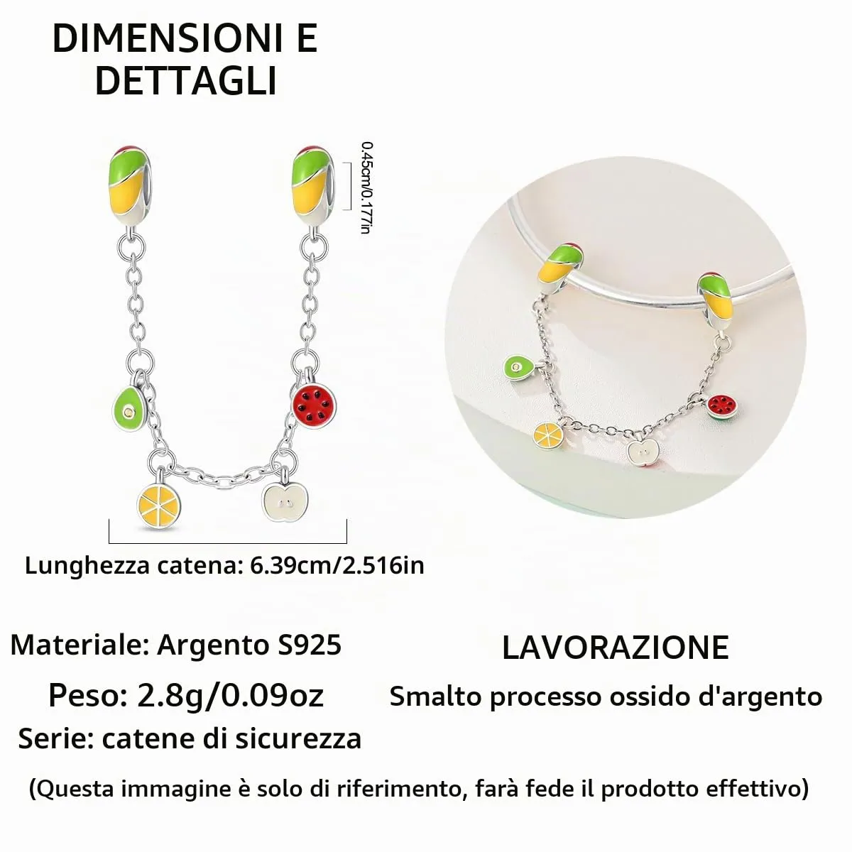LNQOBU Catena di Sicurezza in Argento 925 con Ciondolo a Cuore, Compatibile con Braccialetti Pandora - immagine 4