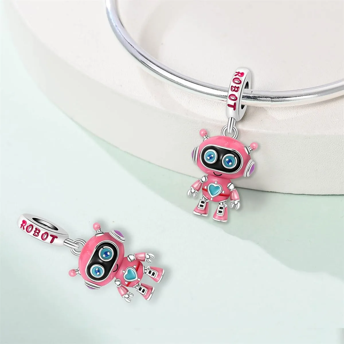 HappyStar 925 Sterling Silver Rose Flower Tarot Card Pendant Bead Charm - immagine 2