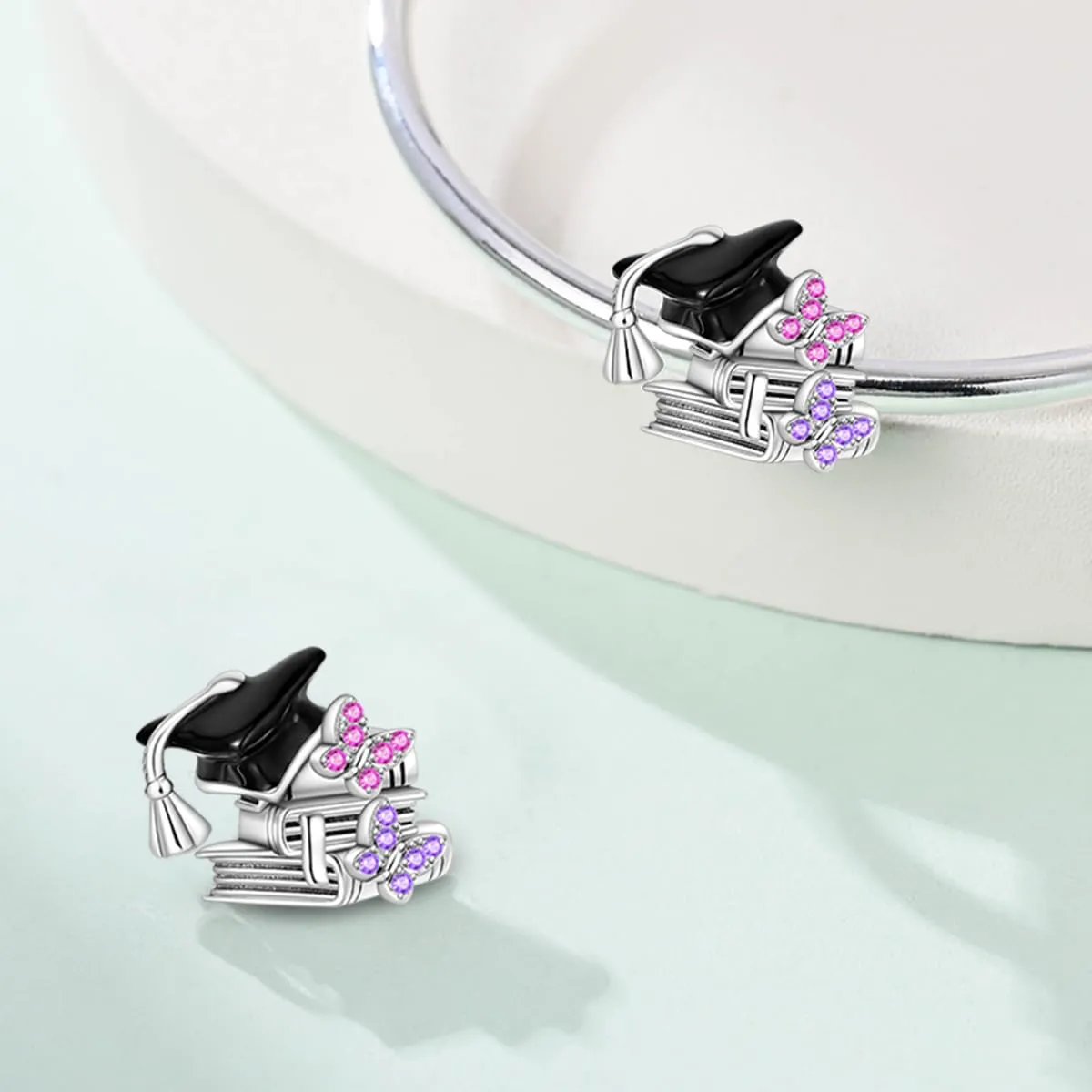HappyStar 925 Sterling Silver Rose Flower Tarot Card Pendant Bead Charm for Bracelets and Necklaces - immagine 2