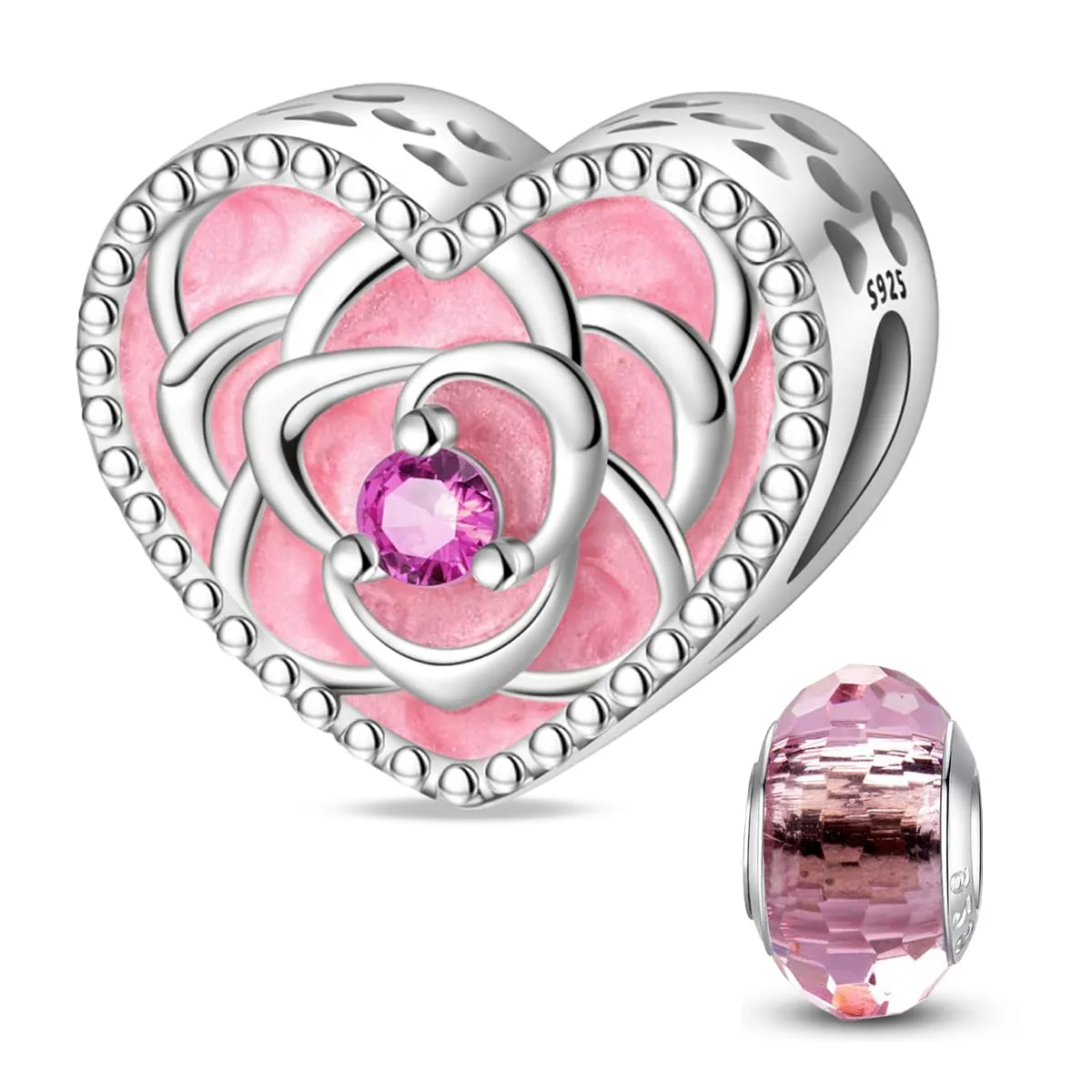 HappyStar 925 Sterling Silver Rose Flower Tarot Card Pendant Charm for Bracelets and Necklaces - immagine 1