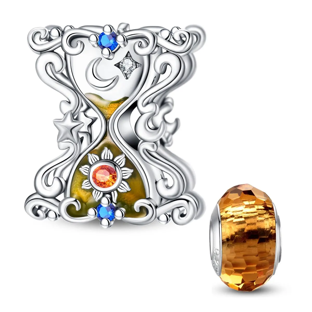 HappyStar 925 Sterling Silver Rose Flower Tarot Card Pendant Charm for Bracelets and Necklaces - immagine 1