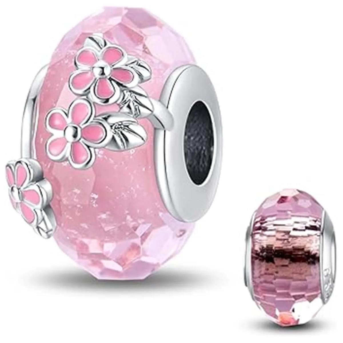 HappyStar 925 Sterling Silver Rose Flower Tarot Card Pendant Bead Charm - immagine 1