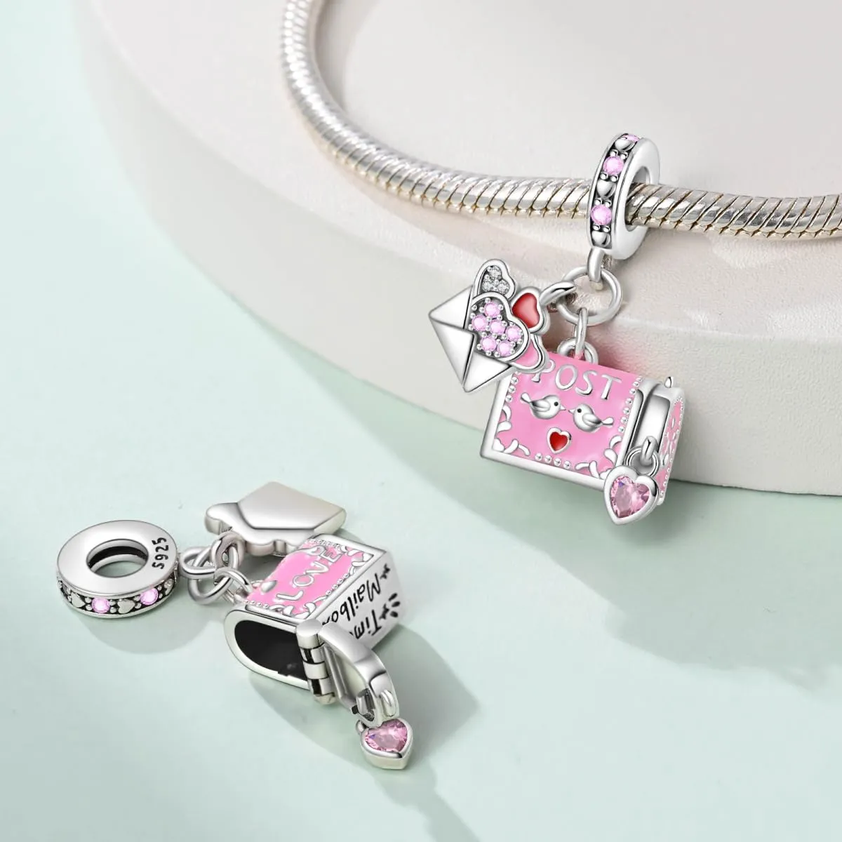 HappyStar 925 Sterling Silver Rose Flower Tarot Card Pendant Bead Charm for Bracelets and Necklaces - immagine 2