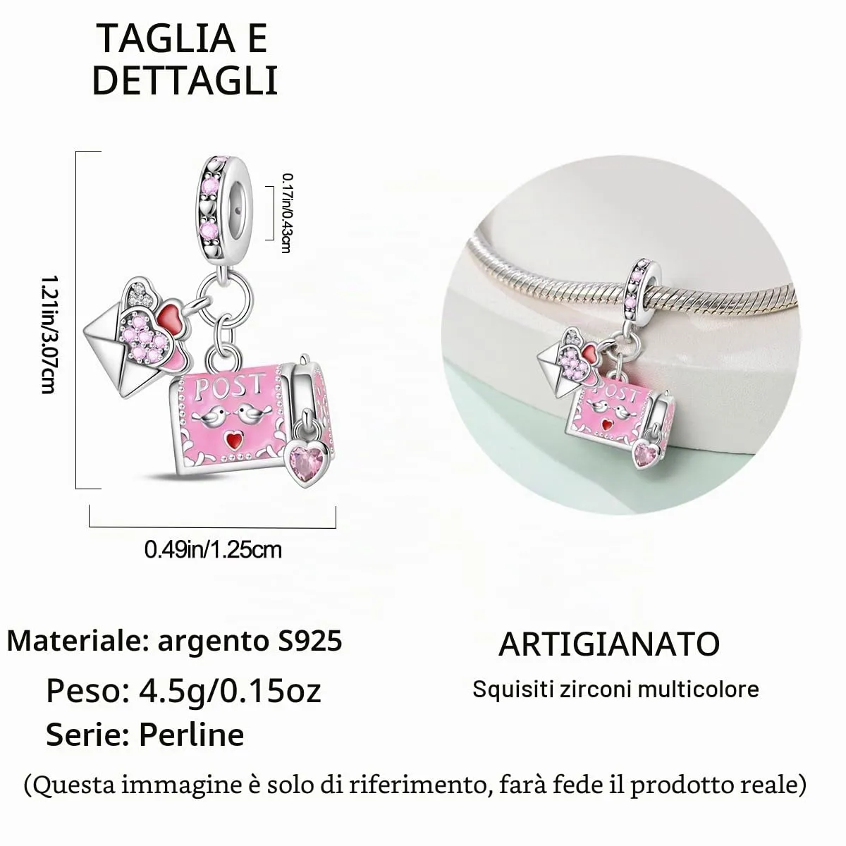HappyStar 925 Sterling Silver Rose Flower Tarot Card Pendant Bead Charm for Bracelets and Necklaces - immagine 4