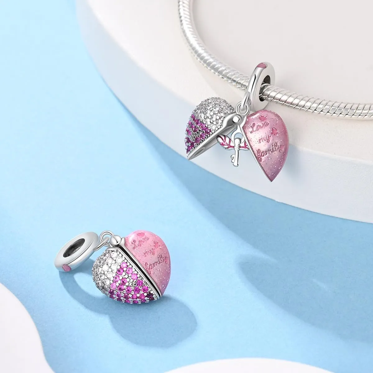 HappyStar 925 Sterling Silver Rose Flower Tarot Card Pendant Bead Charm for Bracelets and Necklaces - immagine 2