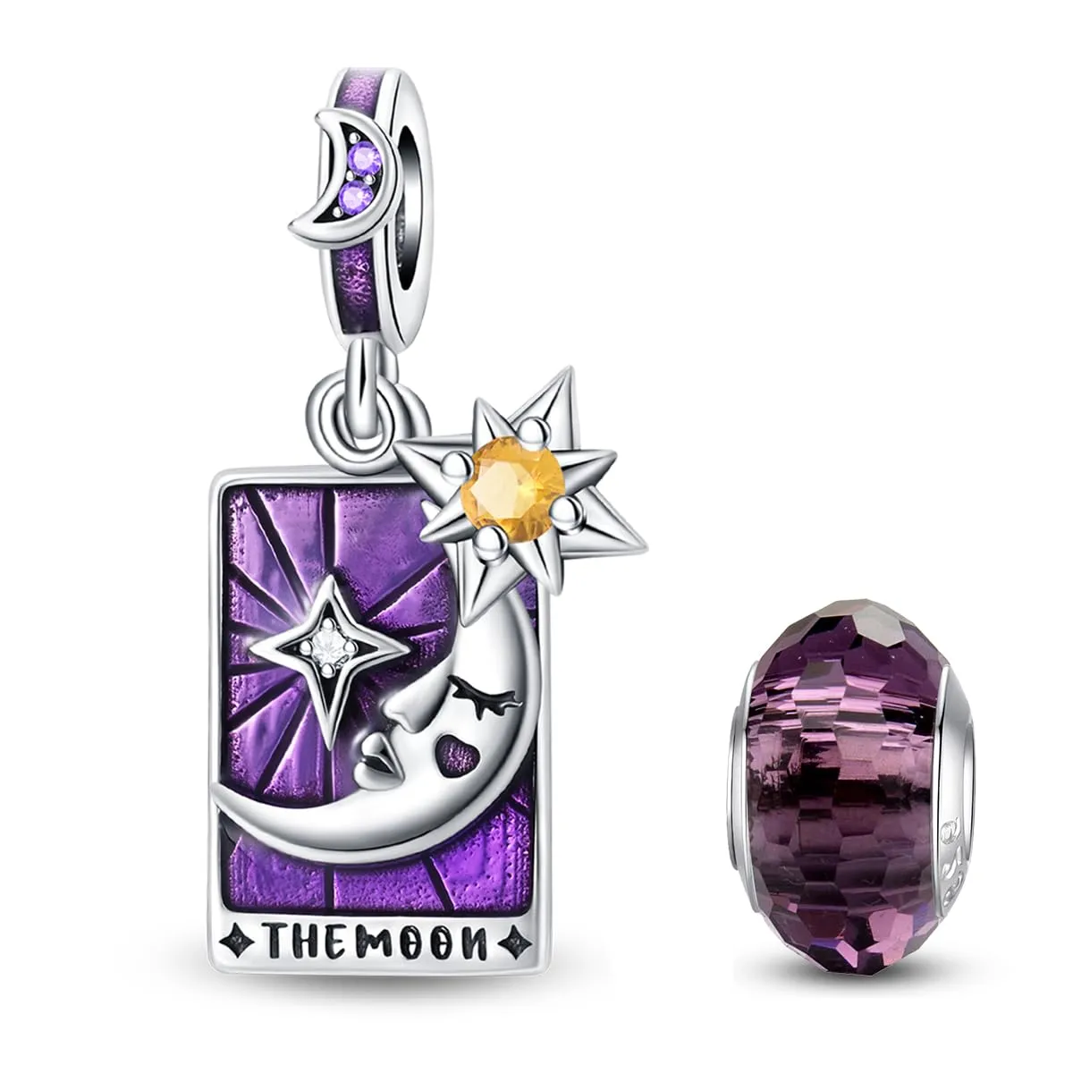 HappyStar 925 Sterling Silver Rose Flower Tarot Card Pendant Bead Charm - immagine 1