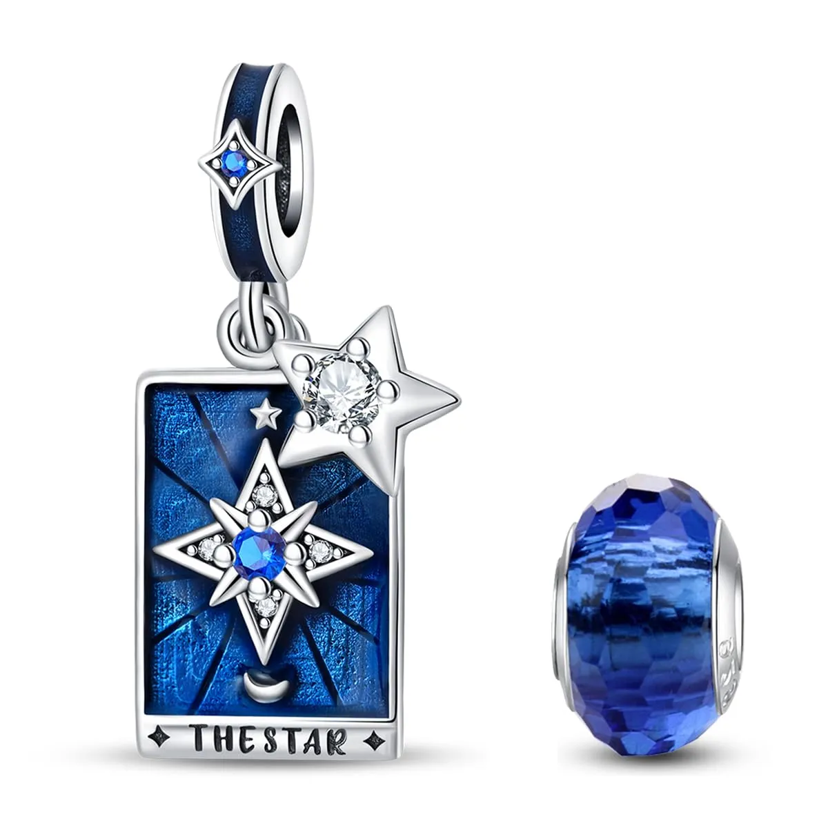 HappyStar 925 Sterling Silver Rose Flower Tarot Card Pendant Charm for Bracelets and Necklaces - immagine 1