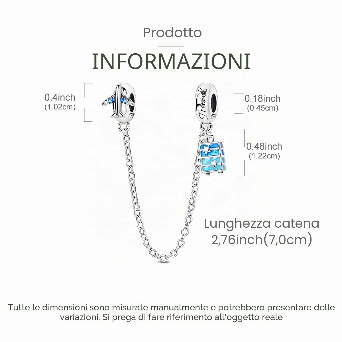 LNQOBU Catena di Sicurezza in Argento 925 con Ciondolo a Cuore, Compatibile con Braccialetti Pandora - immagine 3