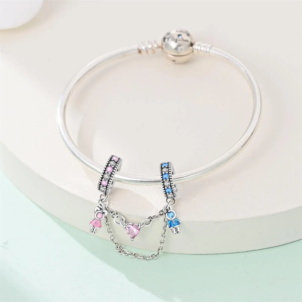 LNQOBU Catena di Sicurezza in Argento 925 con Ciondolo a Cuore, Compatibile con Braccialetti Pandora - immagine 3