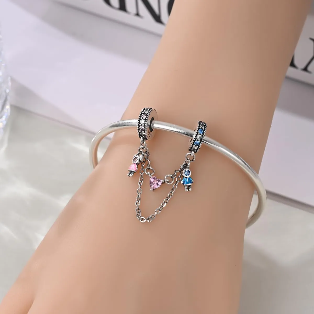 LNQOBU Catena di Sicurezza in Argento 925 con Ciondolo a Cuore, Compatibile con Braccialetti Pandora - immagine 4