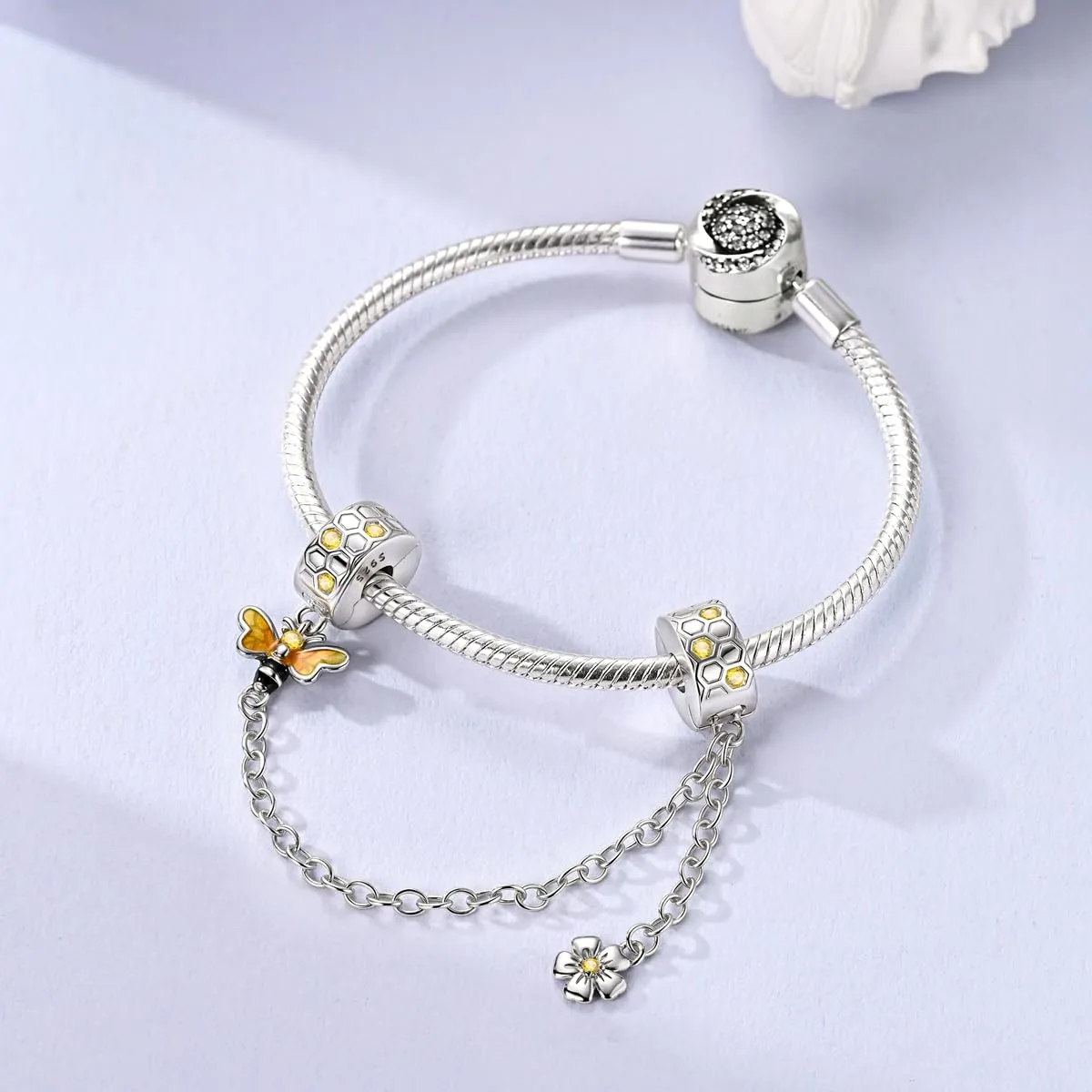 LNQOBU Catena di Sicurezza in Argento 925 con Ciondolo a Cuore, Compatibile con Pandora - immagine 2
