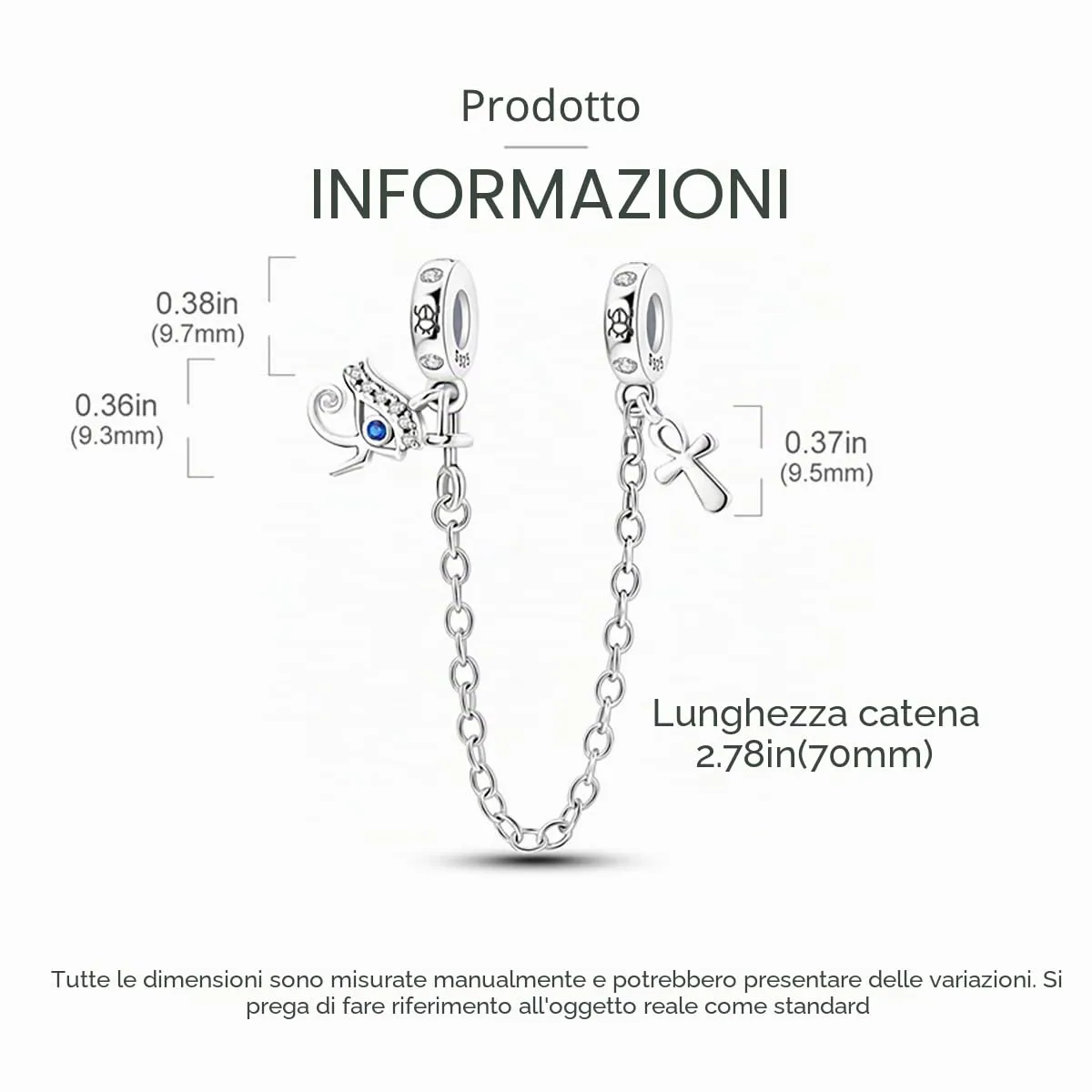 LNQOBU Catena di Sicurezza in Argento 925 con Ciondolo a Cuore per Bracciali e Charms, Compatibile con Pandora - immagine 3