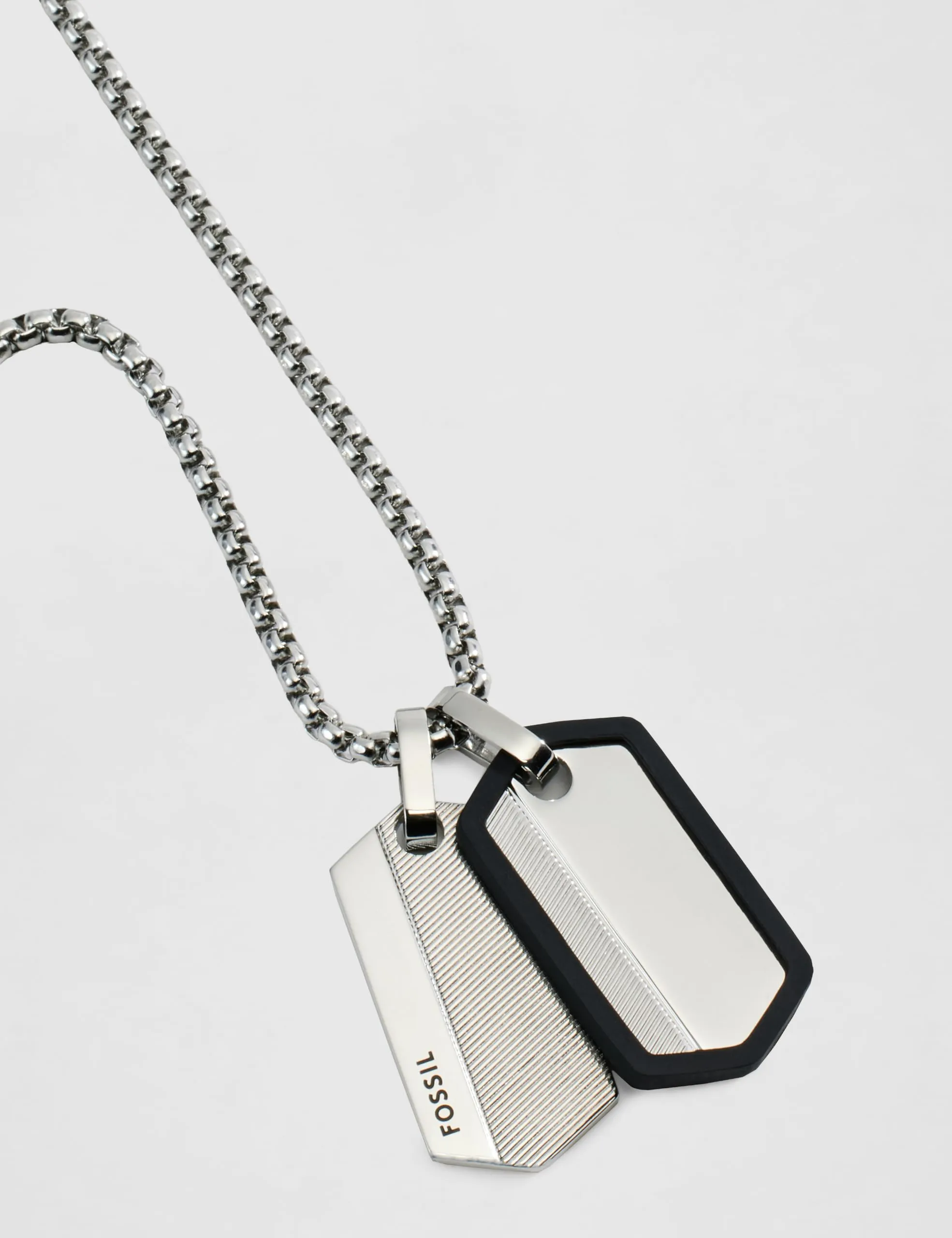 Fossil Collana da uomo Dog Tag in acciaio inossidabile, Argento e Nero - immagine 4