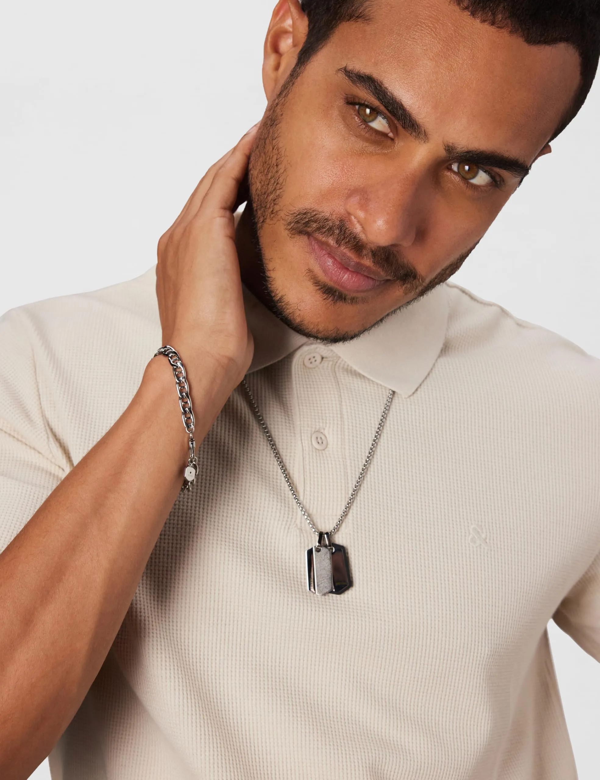 Fossil Collana da uomo Dog Tag in acciaio inossidabile, Argento e Nero - immagine 7