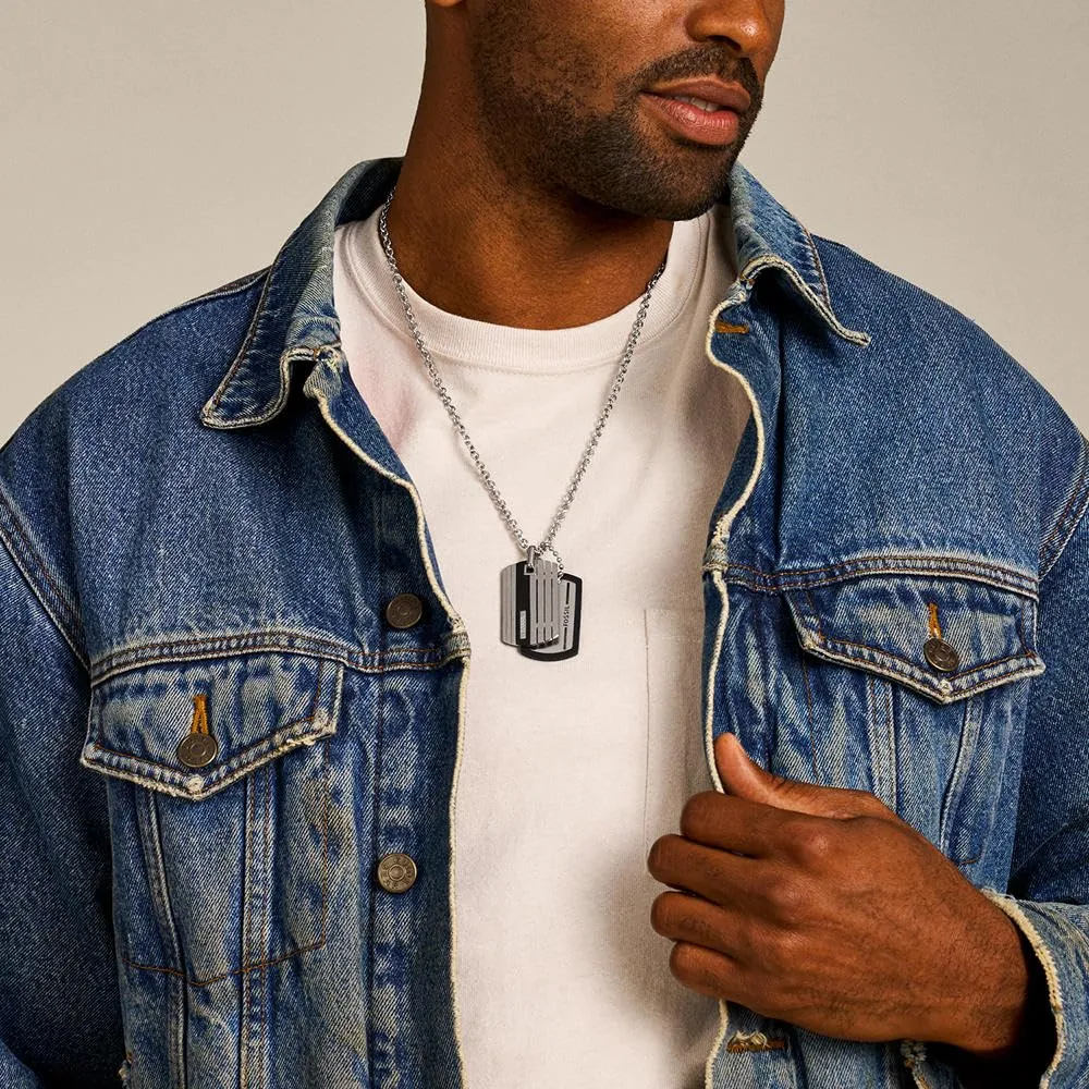 Fossil Collana da uomo Dog Tag in acciaio inossidabile, Argento metallizzato - immagine 2
