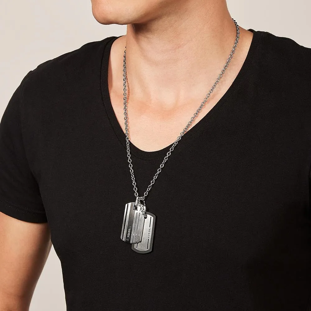 Fossil Collana da uomo Dog Tag in acciaio inossidabile, Argento metallizzato - immagine 3