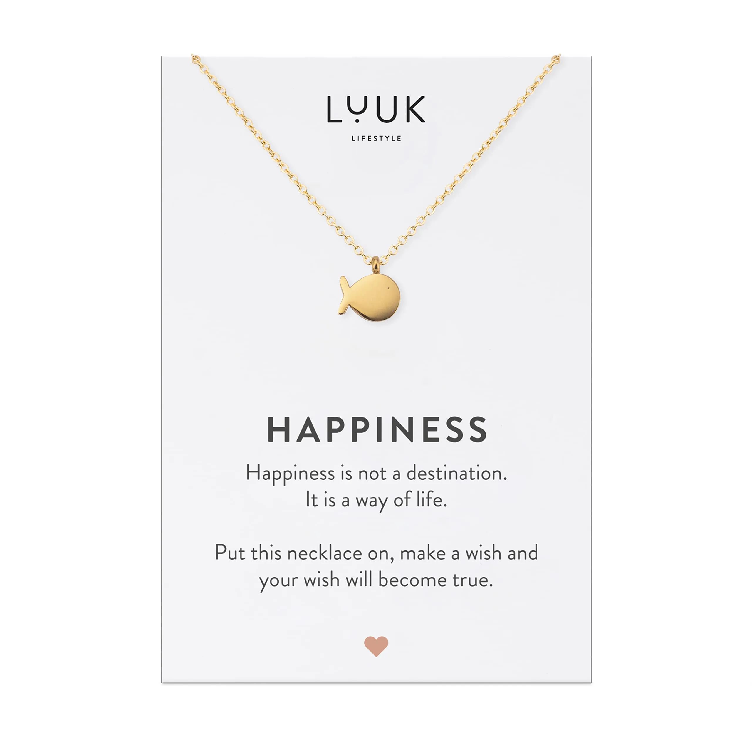 Luuk Lifestyle Collana in Acciaio Inox con Ciondolo Balena, Oro, 50cm - immagine 1