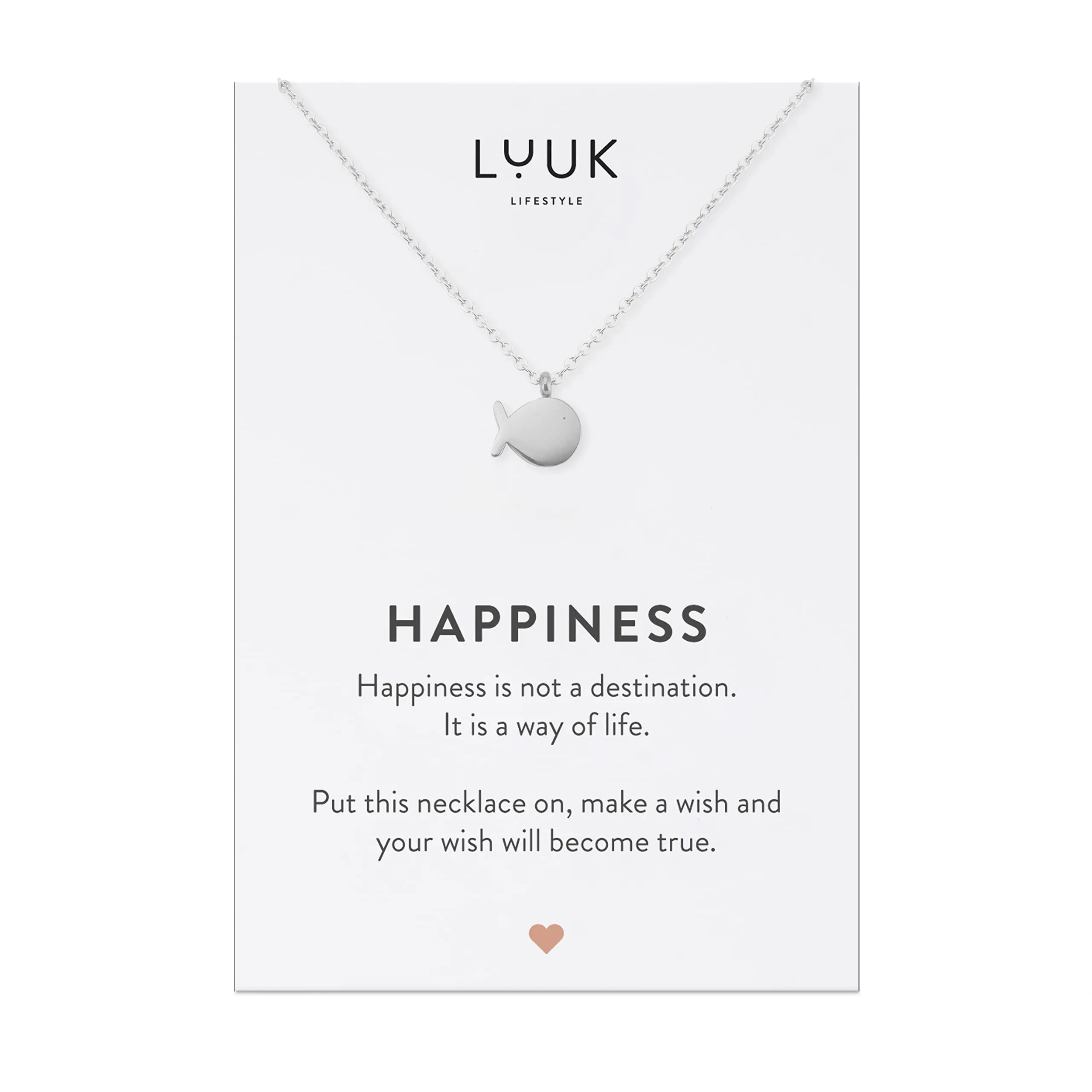 LUUK LIFESTYLE Collana in Acciaio Inox con Ciondolo Balena, Argento, 50cm - immagine 1