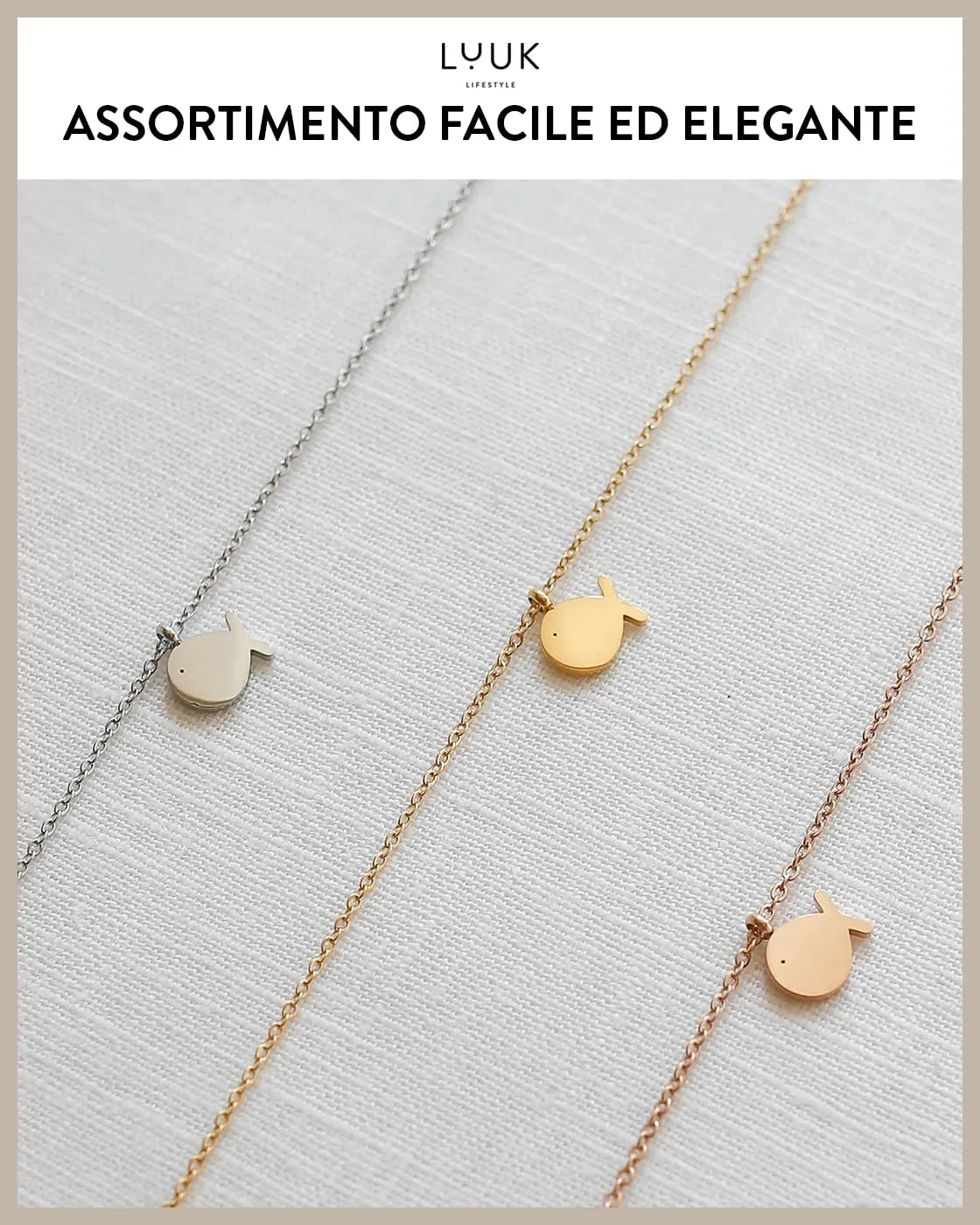 LUUK LIFESTYLE Collana in Acciaio Inox con Ciondolo Balena, Argento, 50cm - immagine 6