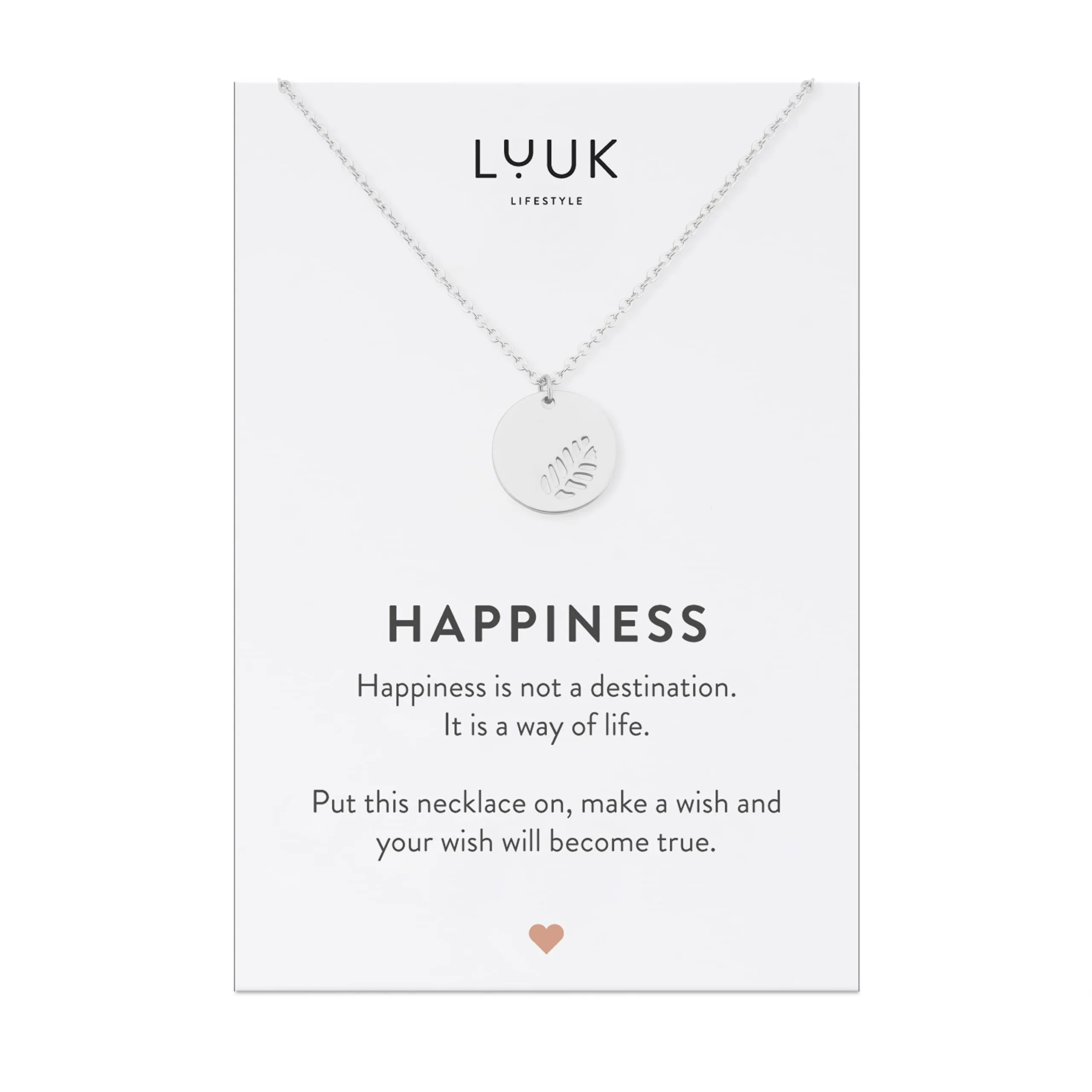 LUUK LIFESTYLE Collana in Acciaio Inox con Ciondolo Foglia, Argento, 50cm - immagine 1