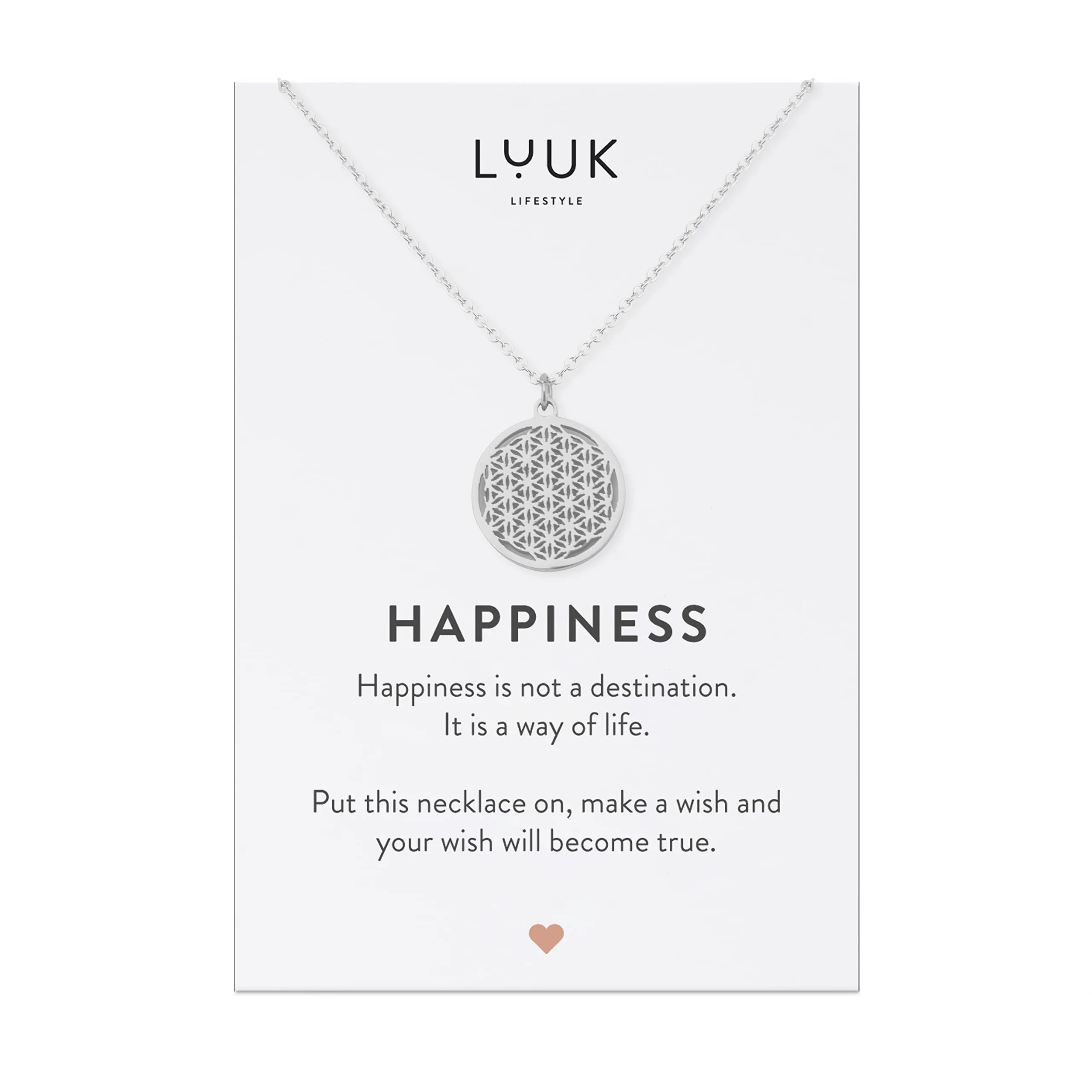 LUUK LIFESTYLE Collana con Ciondolo Fiore della Vita, Argento, 50cm - immagine 1