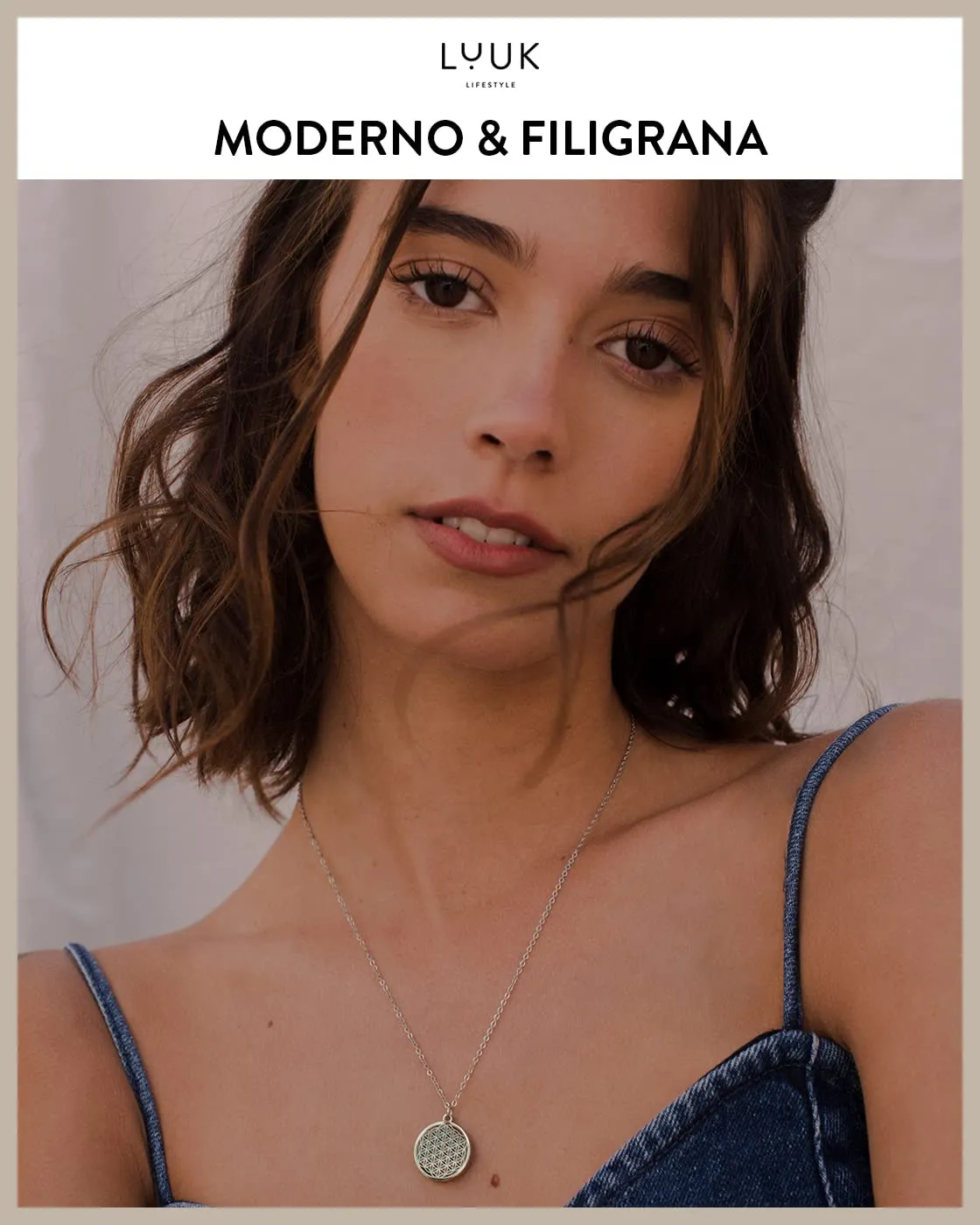 LUUK LIFESTYLE Collana con Ciondolo Fiore della Vita, Argento, 50cm - immagine 2