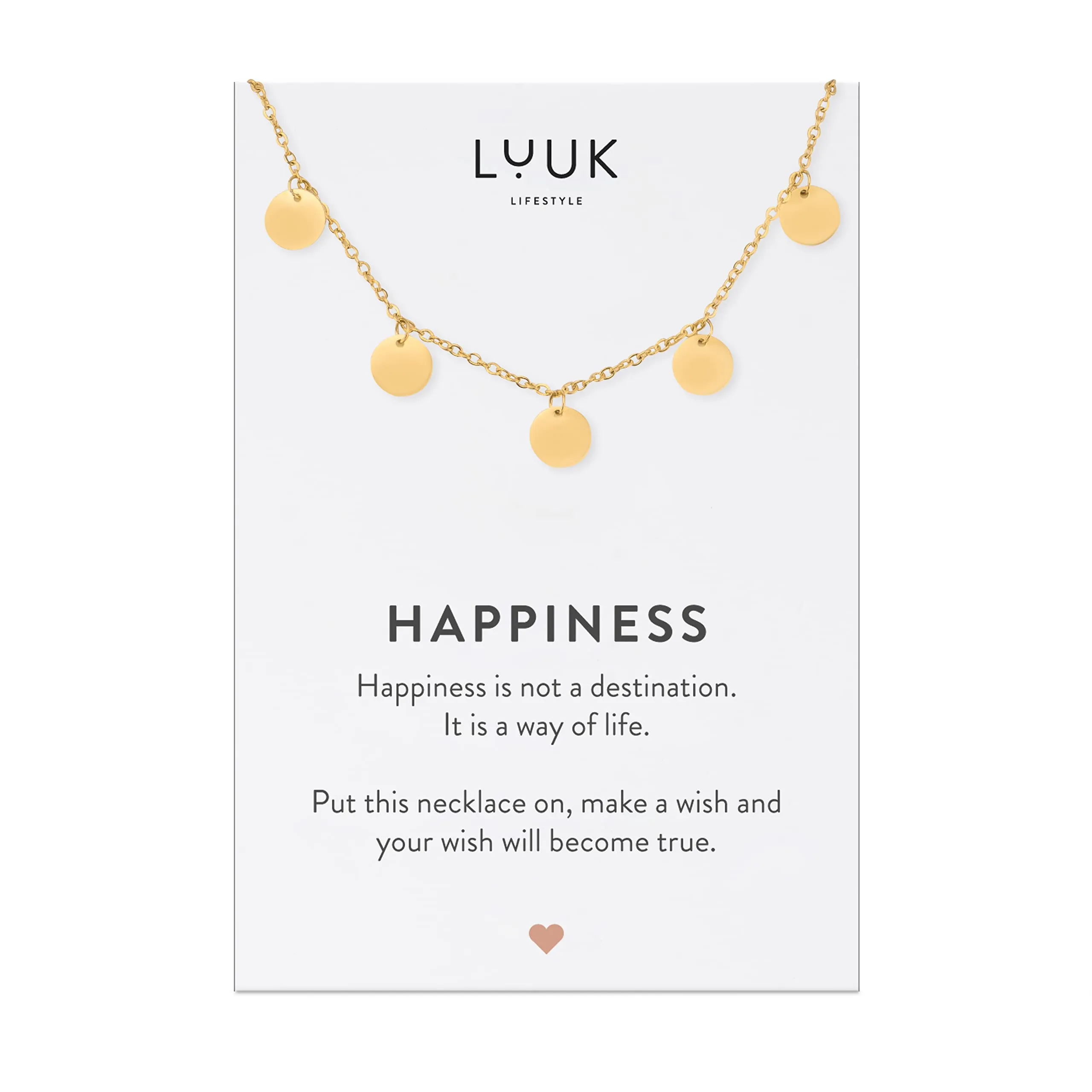 LUUK LIFESTYLE Collana con Ciondolo di Dischi Circolari, Oro, 50cm - immagine 1