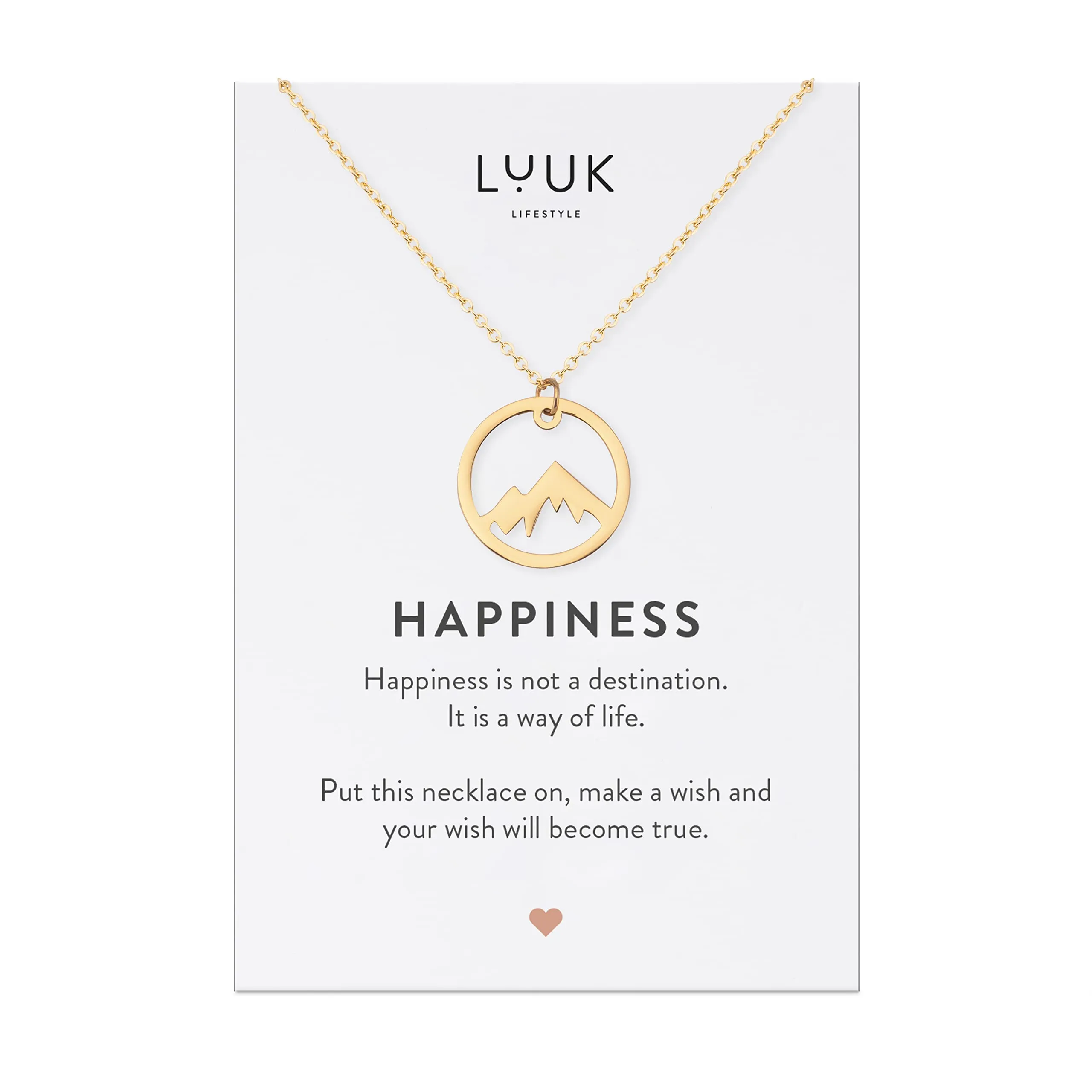 LUUK LIFESTYLE Collana con Ciondolo Vetta della Montagna in Acciaio Inossidabile, Oro, 50cm - immagine 1