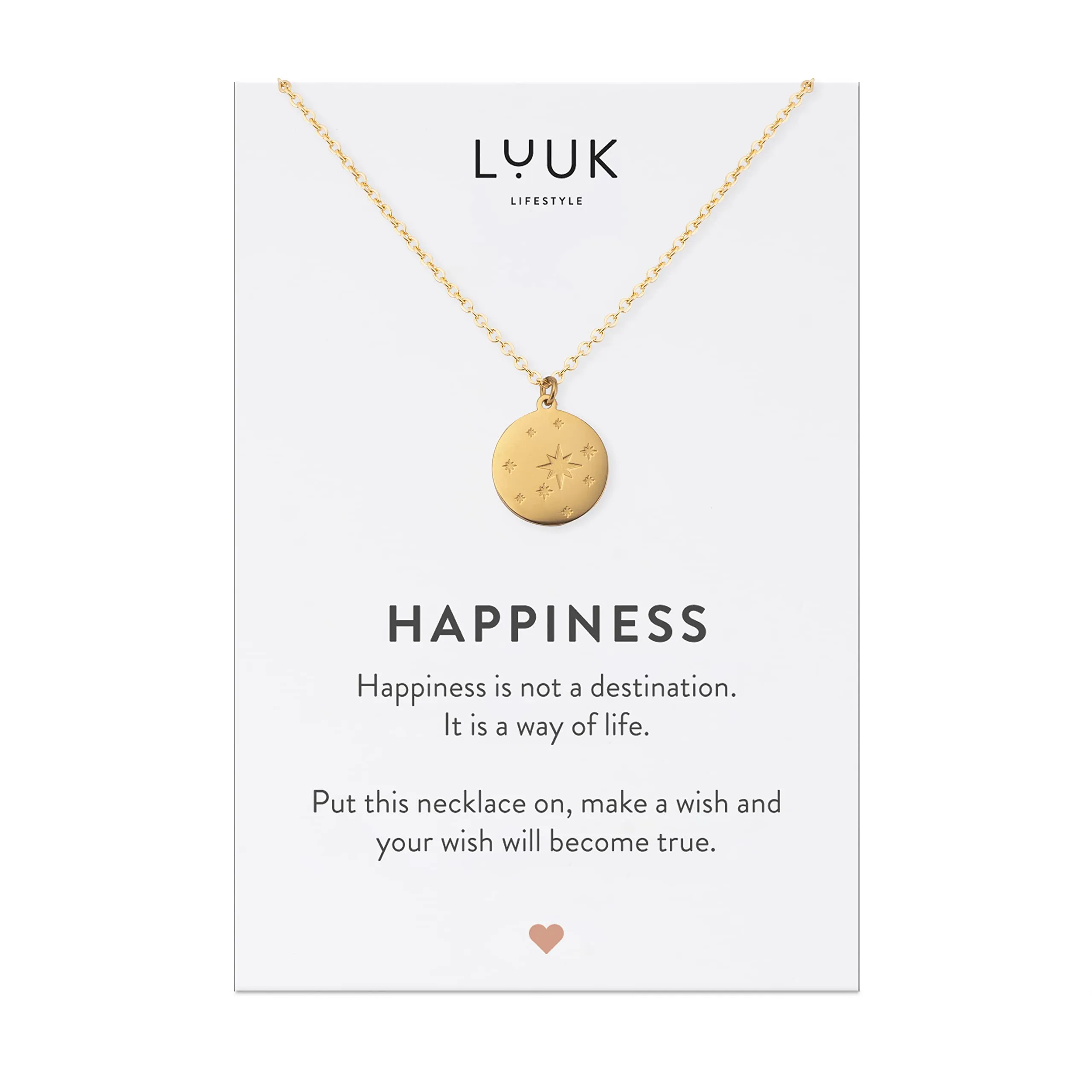 LUUK LIFESTYLE Collana in Acciaio Inossidabile con Ciondolo Cielo Stellato, Oro, 50cm - immagine 1