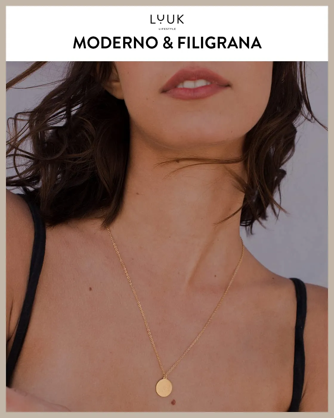 LUUK LIFESTYLE Collana in Acciaio Inossidabile con Ciondolo Cielo Stellato, Oro, 50cm - immagine 2