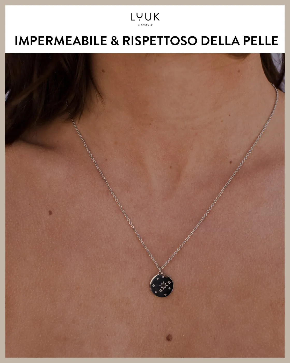 LUUK LIFESTYLE Collana con Ciondolo Cielo stellato, Argento, 50cm - immagine 3