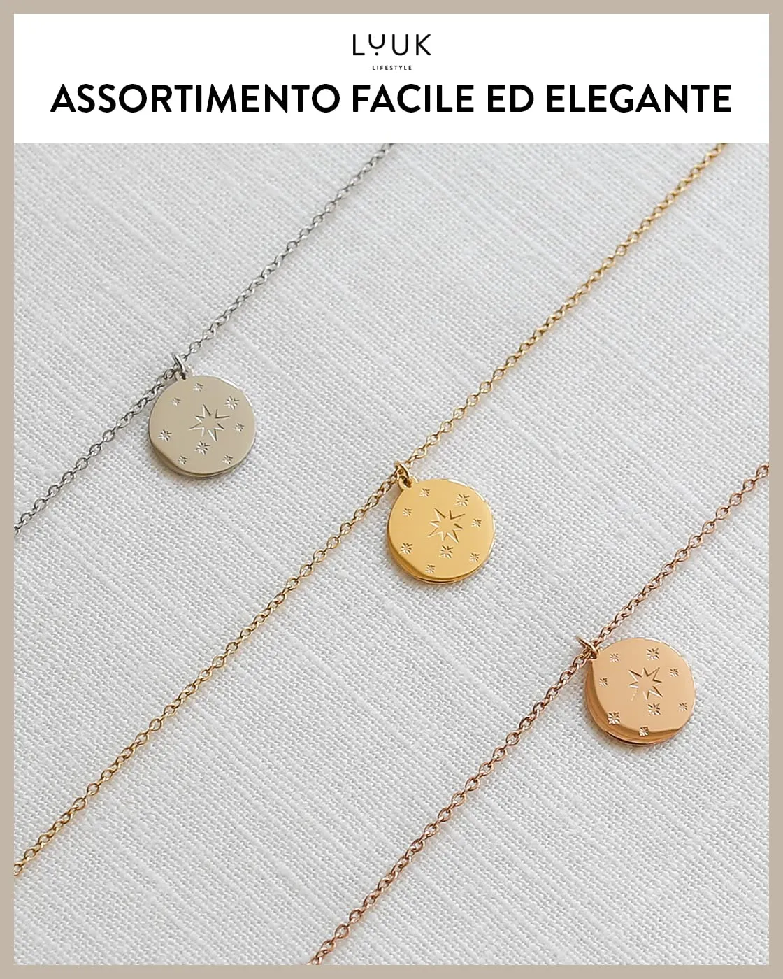 LUUK LIFESTYLE Collana con Ciondolo Cielo stellato, Argento, 50cm - immagine 6