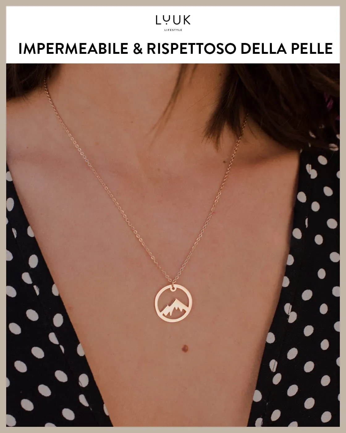 LUUK LIFESTYLE Collana con Ciondolo Vetta della Montagna, Oro Rosa, 50cm - immagine 3