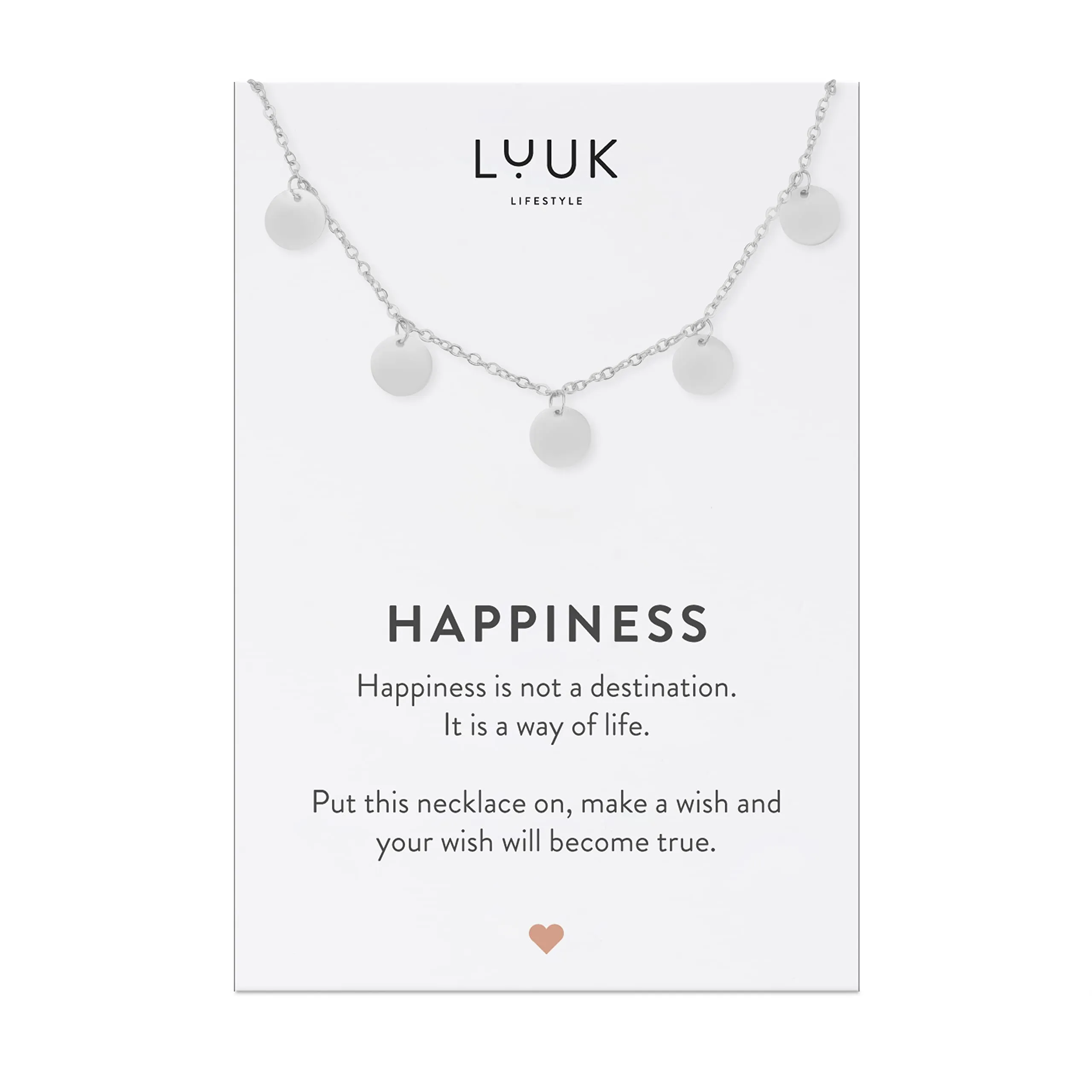 LUUK LIFESTYLE Collana con Ciondolo di dischi circolari, Argento, 50cm - immagine 1