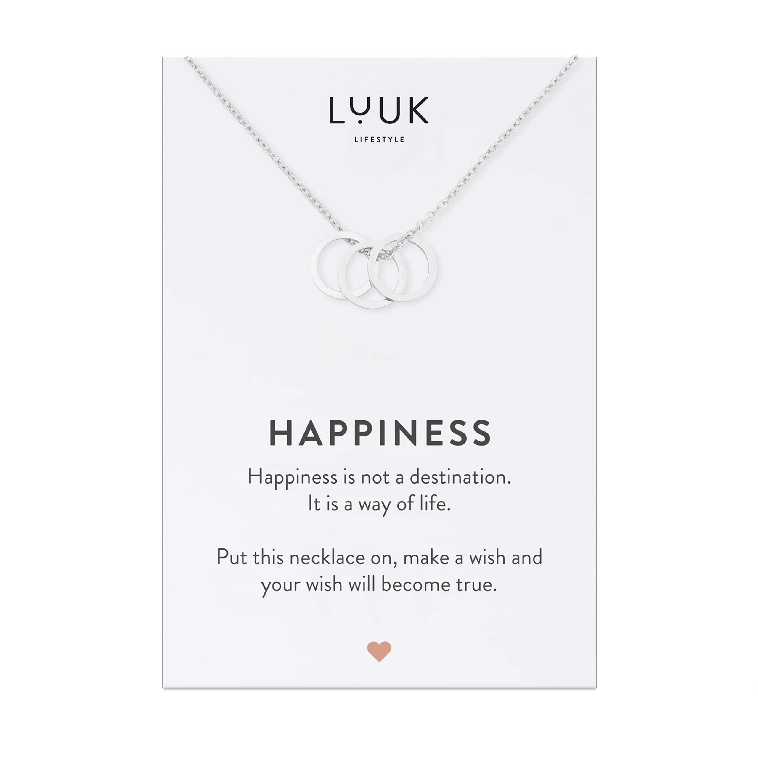 LUUK LIFESTYLE Collana in Acciaio Inox con Ciondolo Anelli, Argento, 50cm - immagine 1