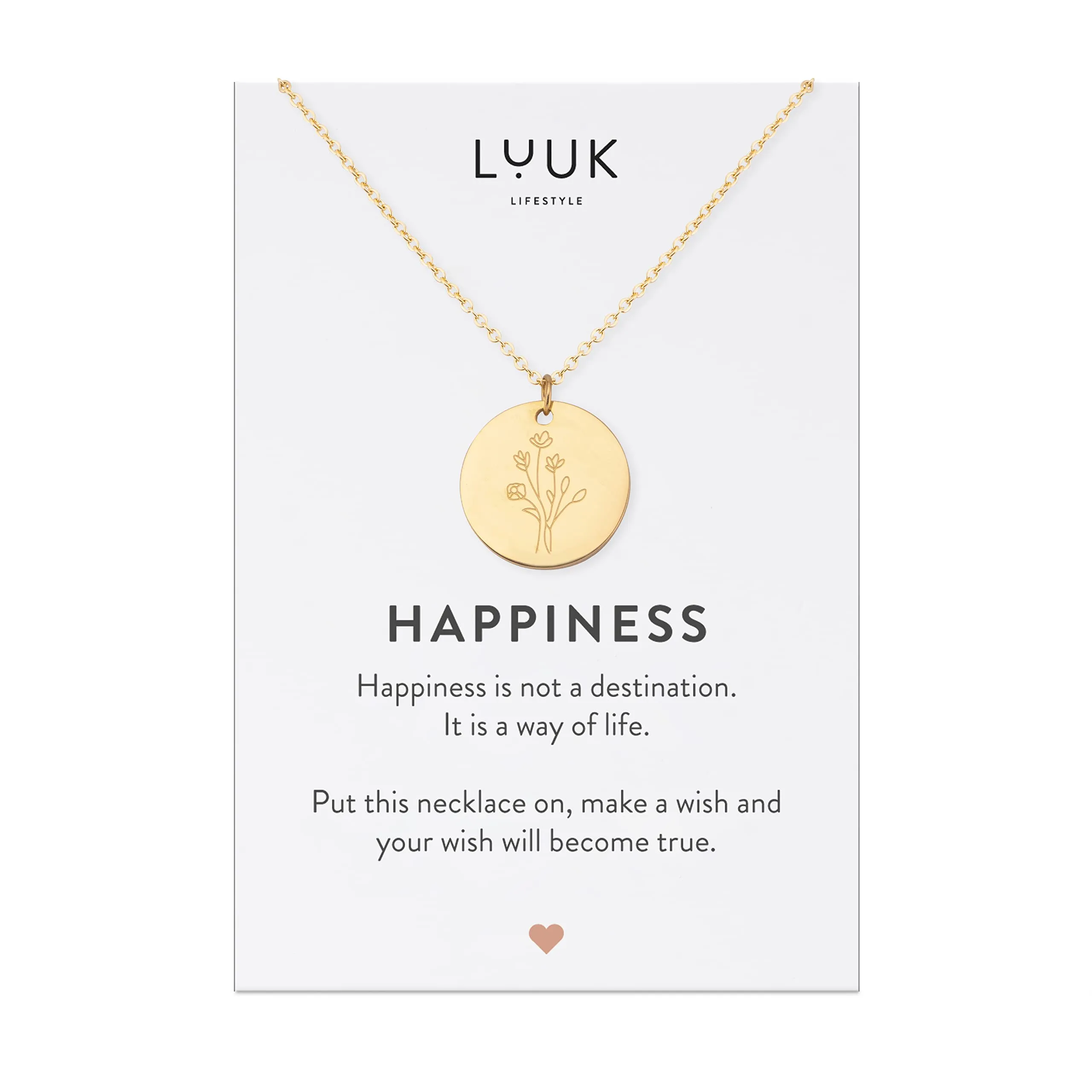 LUUK LIFESTYLE Collana in Acciaio Inox con Ciondolo Fiore, Oro, 50cm - immagine 1