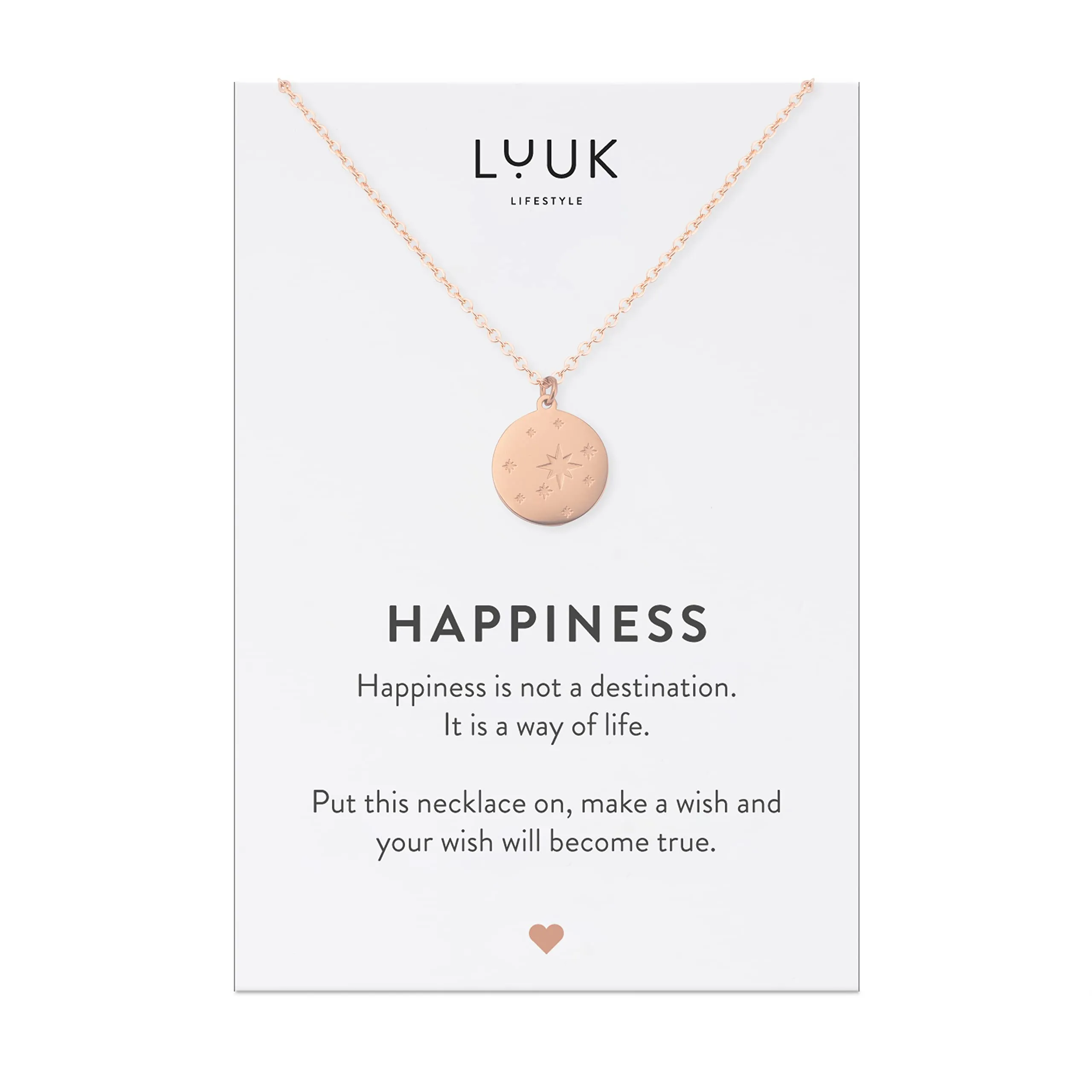 LUUK LIFESTYLE Collana con Ciondolo Cielo Stellato, Acciaio Inossidabile, Oro Rosa, 50cm - immagine 1
