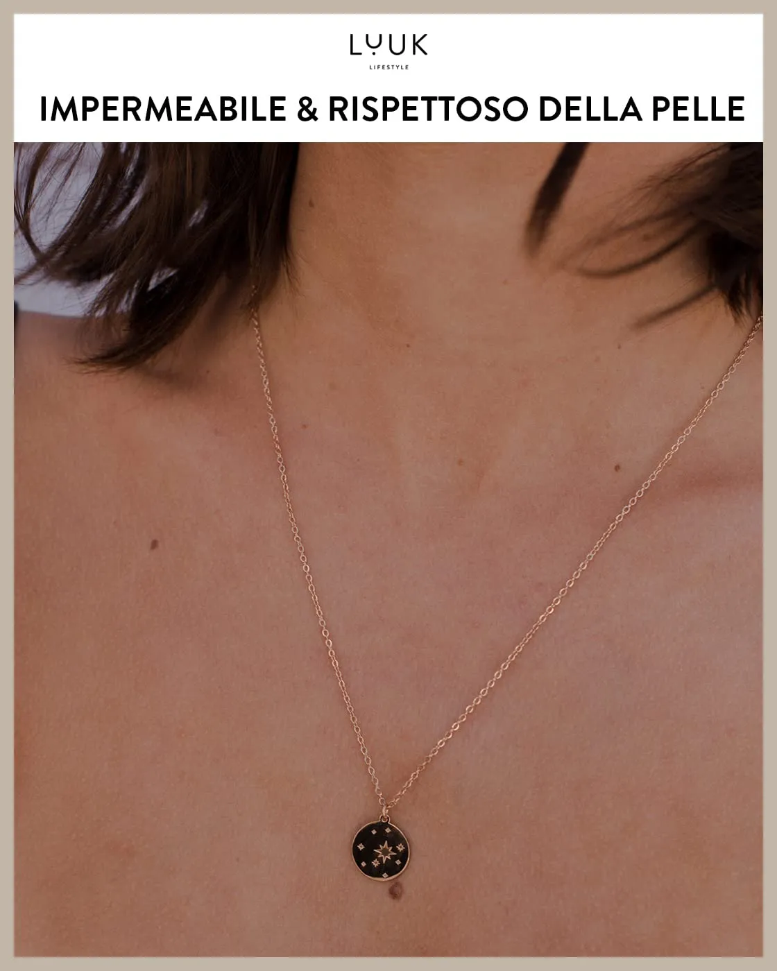 LUUK LIFESTYLE Collana con Ciondolo Cielo Stellato, Acciaio Inossidabile, Oro Rosa, 50cm - immagine 3
