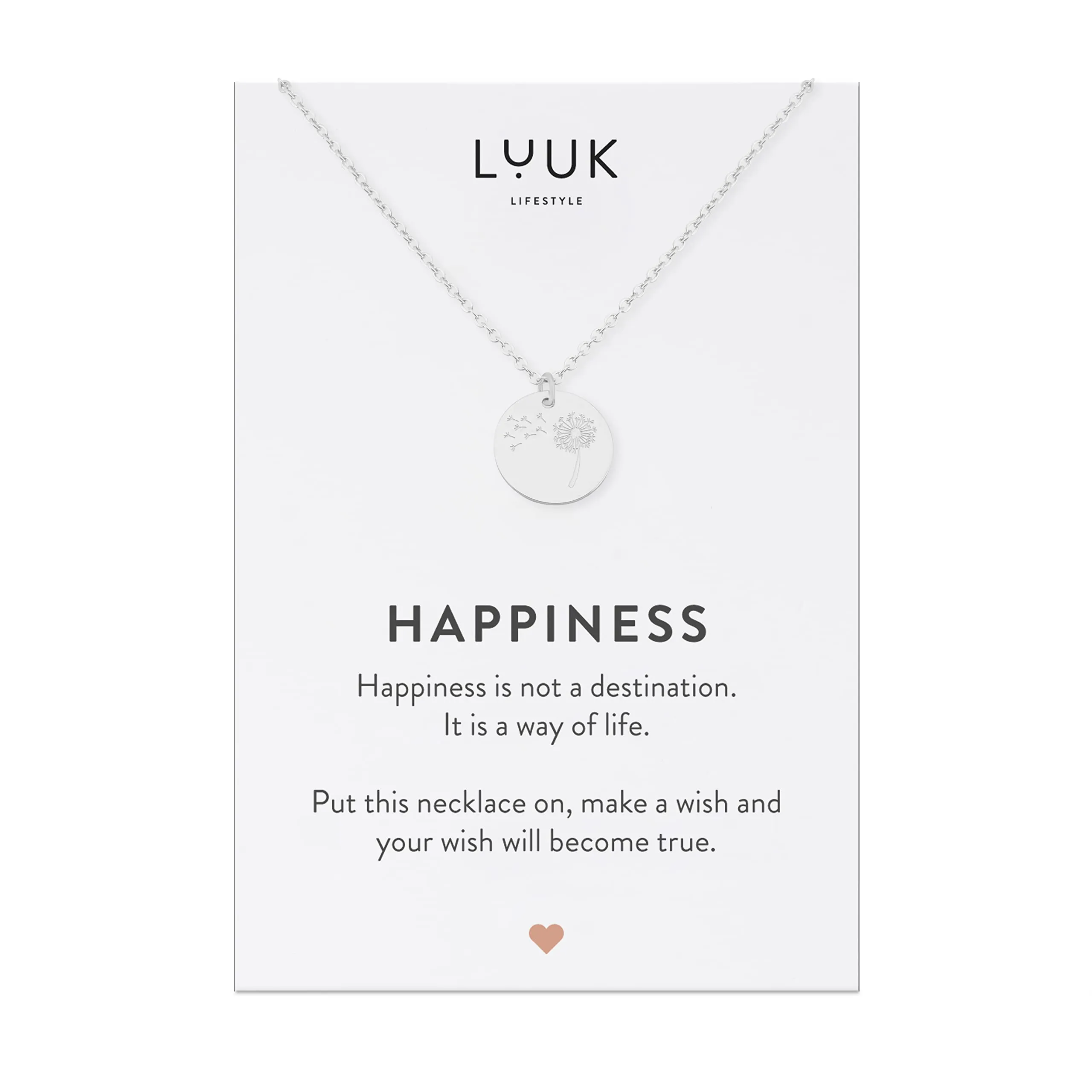 LUUK LIFESTYLE Collana con Ciondolo Dente di leone, Argento, 50cm - immagine 1