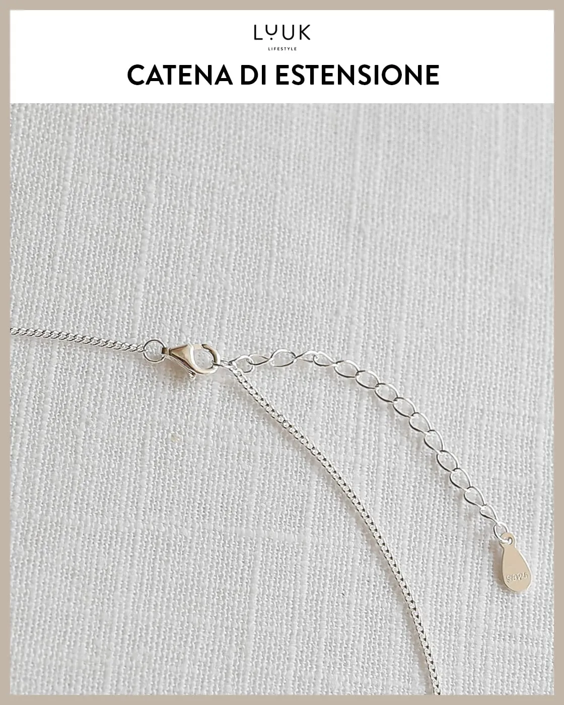 LUUK LIFESTYLE Collana con Ciondolo Dente di leone, Argento, 50cm - immagine 7