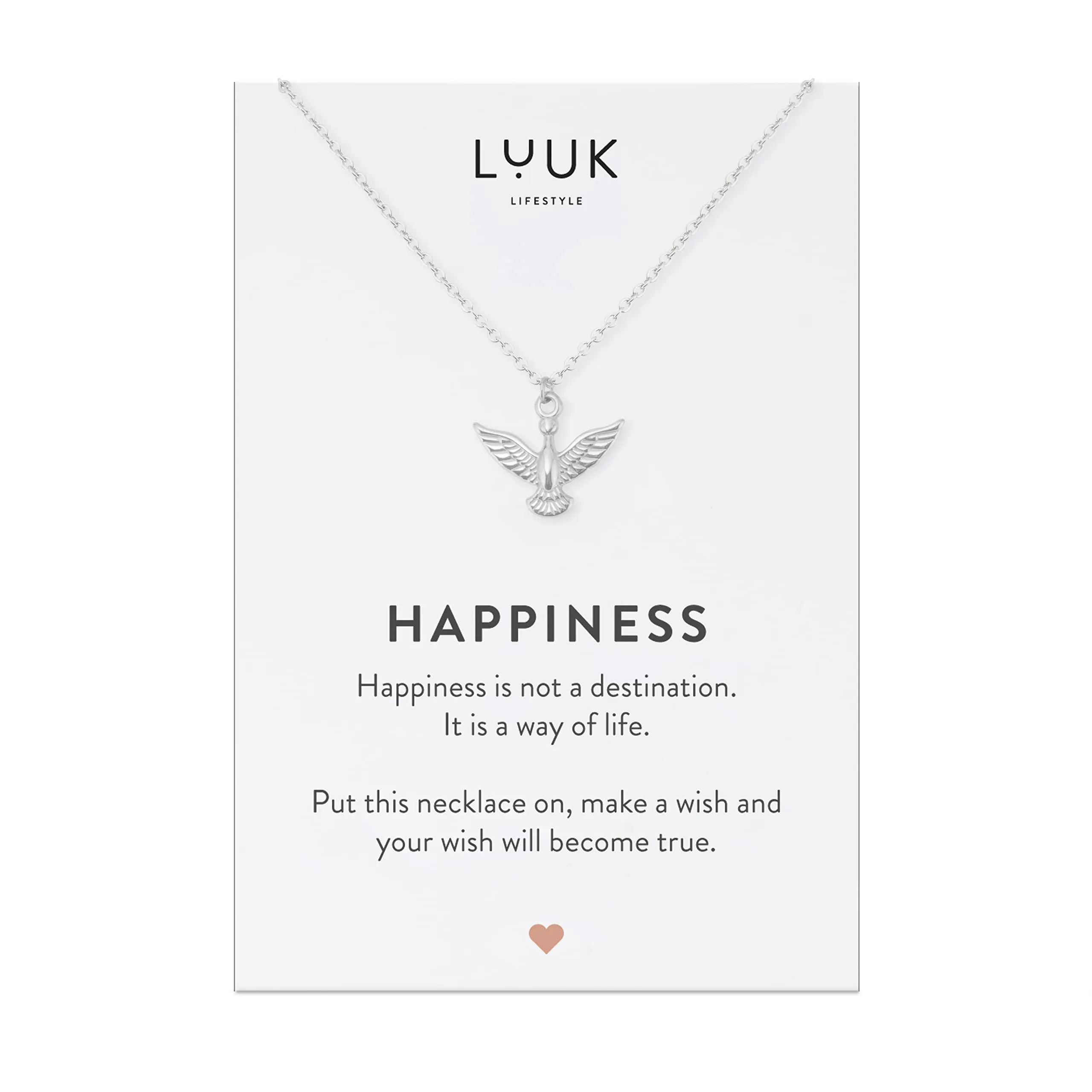 LUUK LIFESTYLE Collana in Acciaio Inox con Ciondolo Aquila, Argento, 50cm - immagine 1