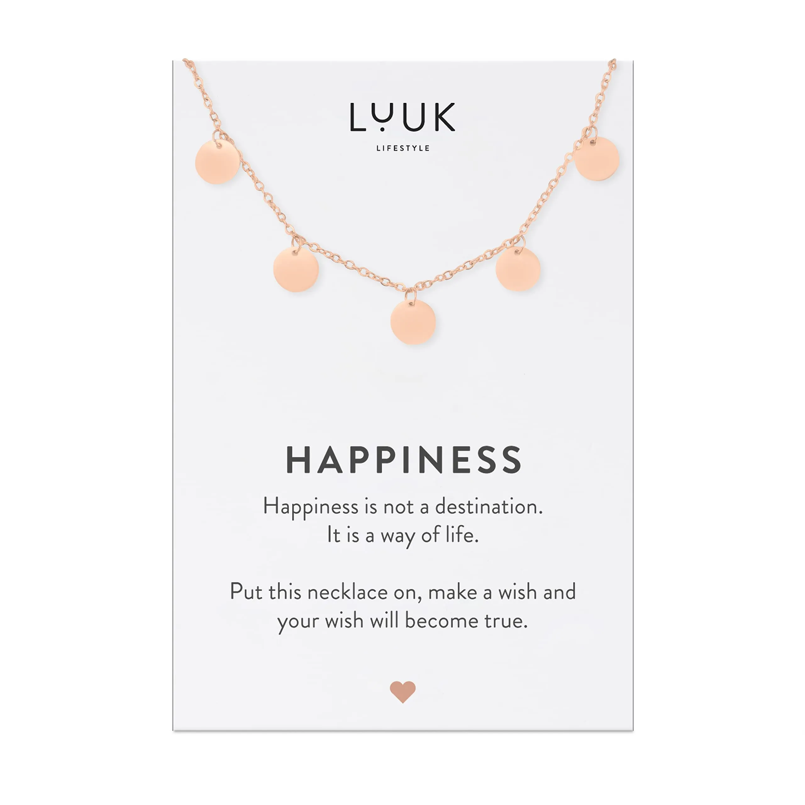 LUUK LIFESTYLE Collana con ciondolo di dischi circolari, Oro Rosa, 50cm - immagine 1