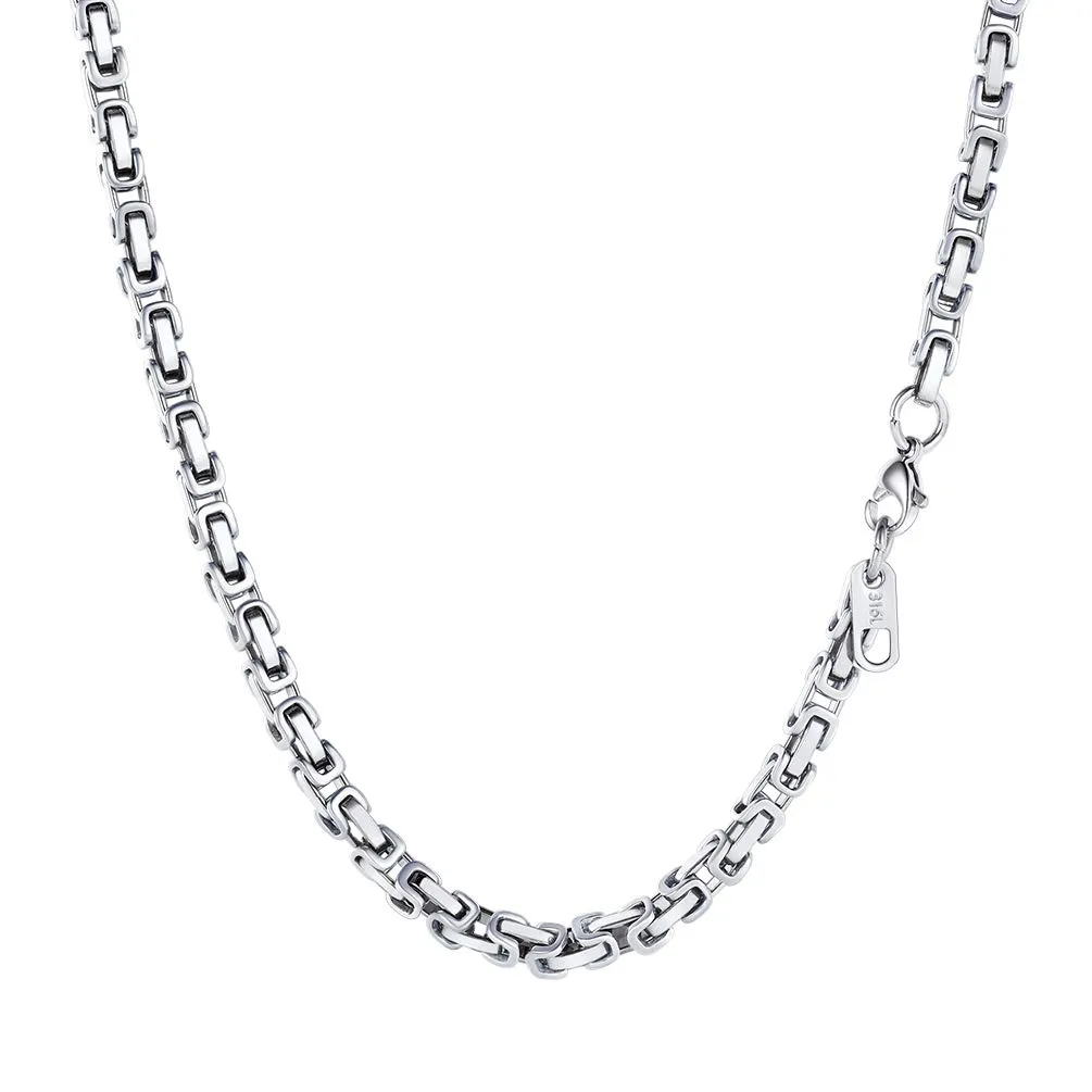 PROSTEEL Collana Uomo Bizantina in Acciaio Inossidabile 4mm Argento 65cm - immagine 1
