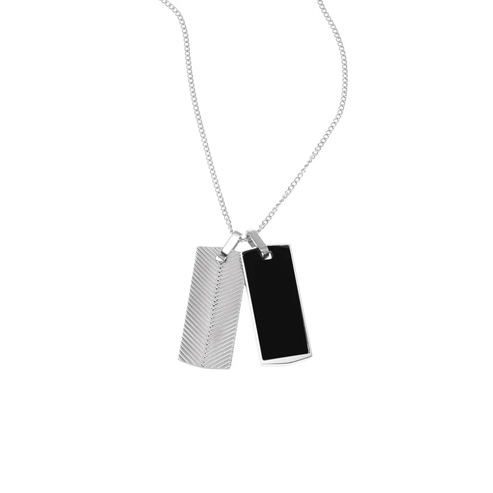 Fossil Collana da uomo Dog Tag in acciaio inossidabile, Argento e Nero - immagine 4