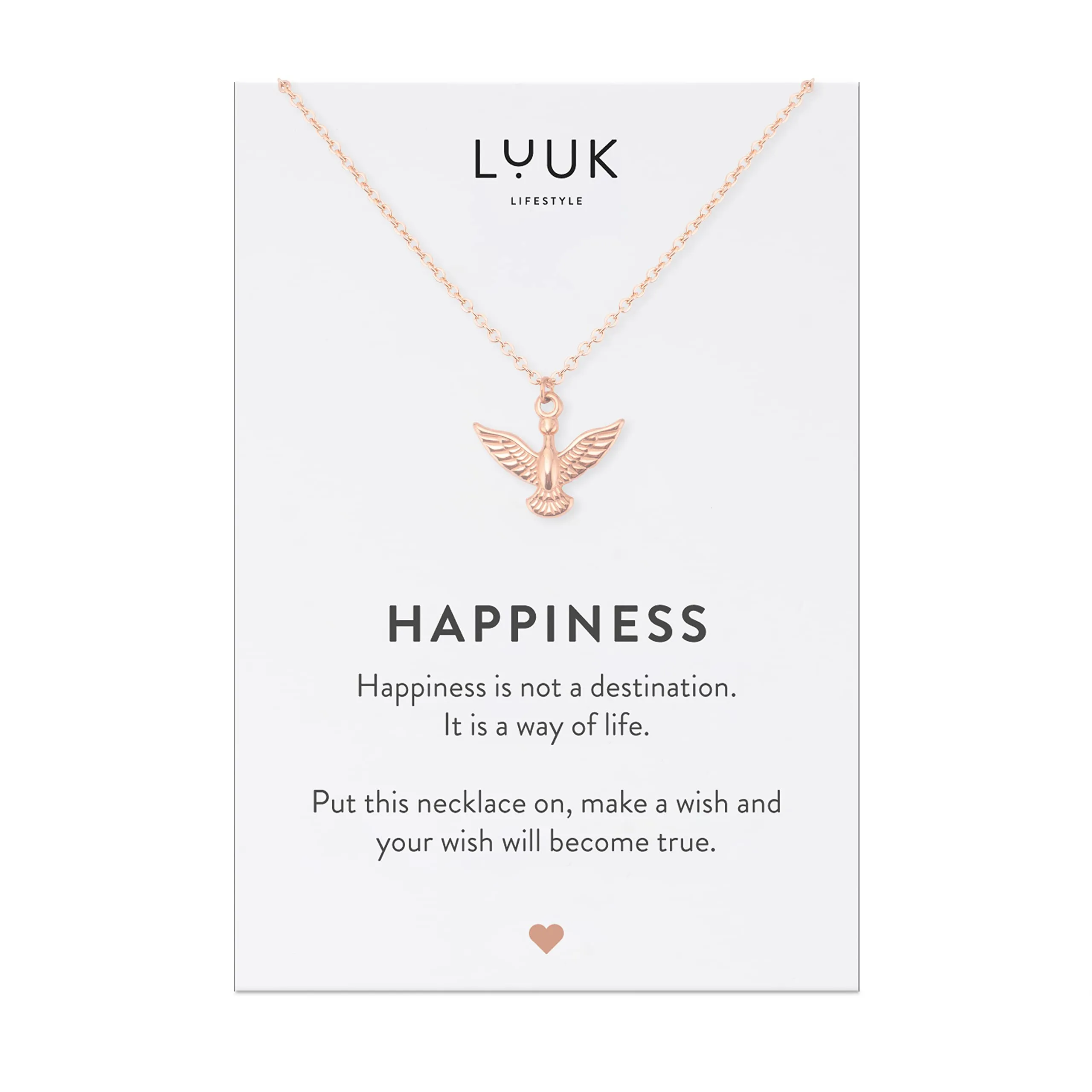 LUUK LIFESTYLE Collana in Acciaio Inox con Ciondolo Aquila, Oro Rosa, 50cm - immagine 1