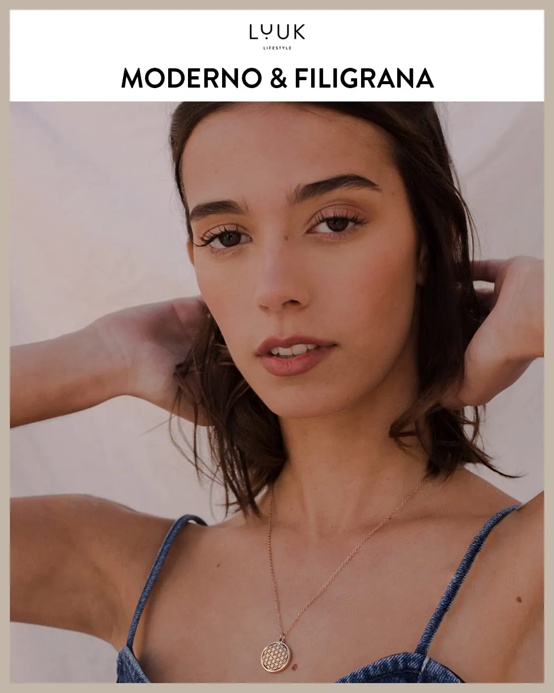 LUUK LIFESTYLE Collana con Ciondolo Fiore della Vita, Oro Rosa, 50cm - immagine 2