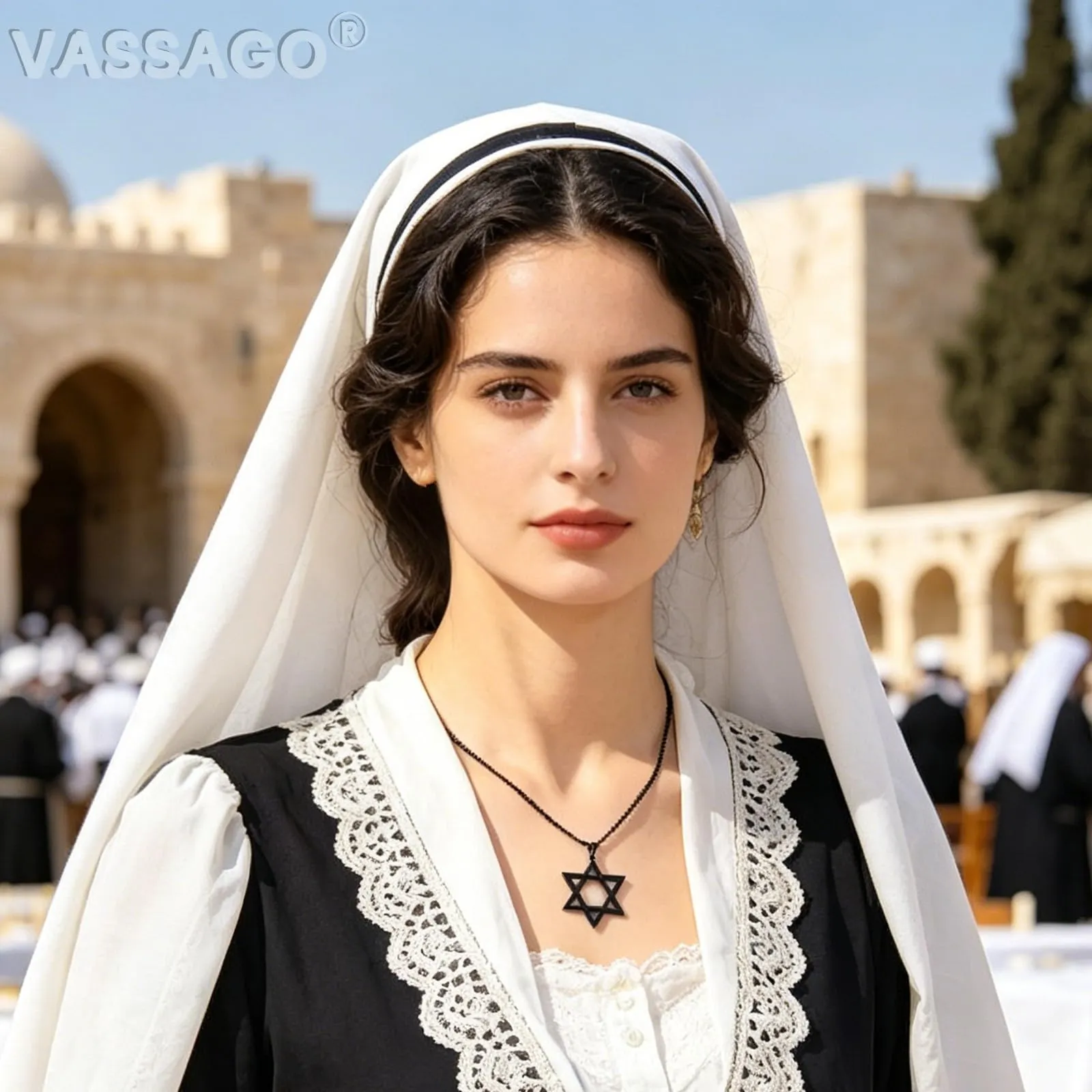 VASSAGO Collana con ciondolo Stella di David in acciaio inossidabile, Esagramma ebraico per uomo - immagine 2