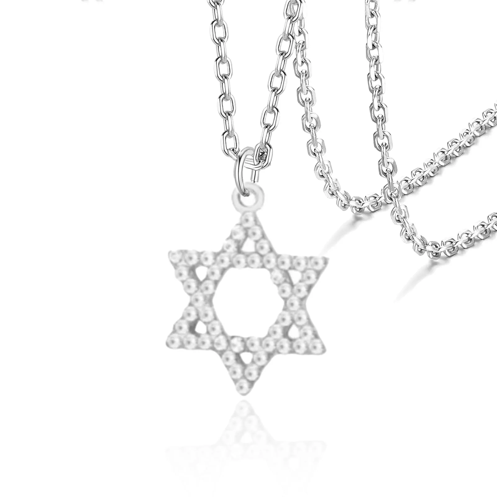 VASSAGO Collana con ciondolo Stella di David in acciaio inossidabile, Argento-CZ - immagine 1
