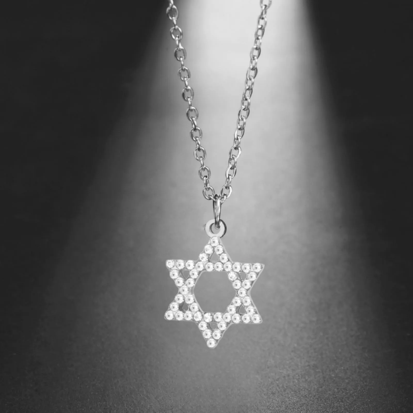 VASSAGO Collana con ciondolo Stella di David in acciaio inossidabile, Argento-CZ - immagine 3