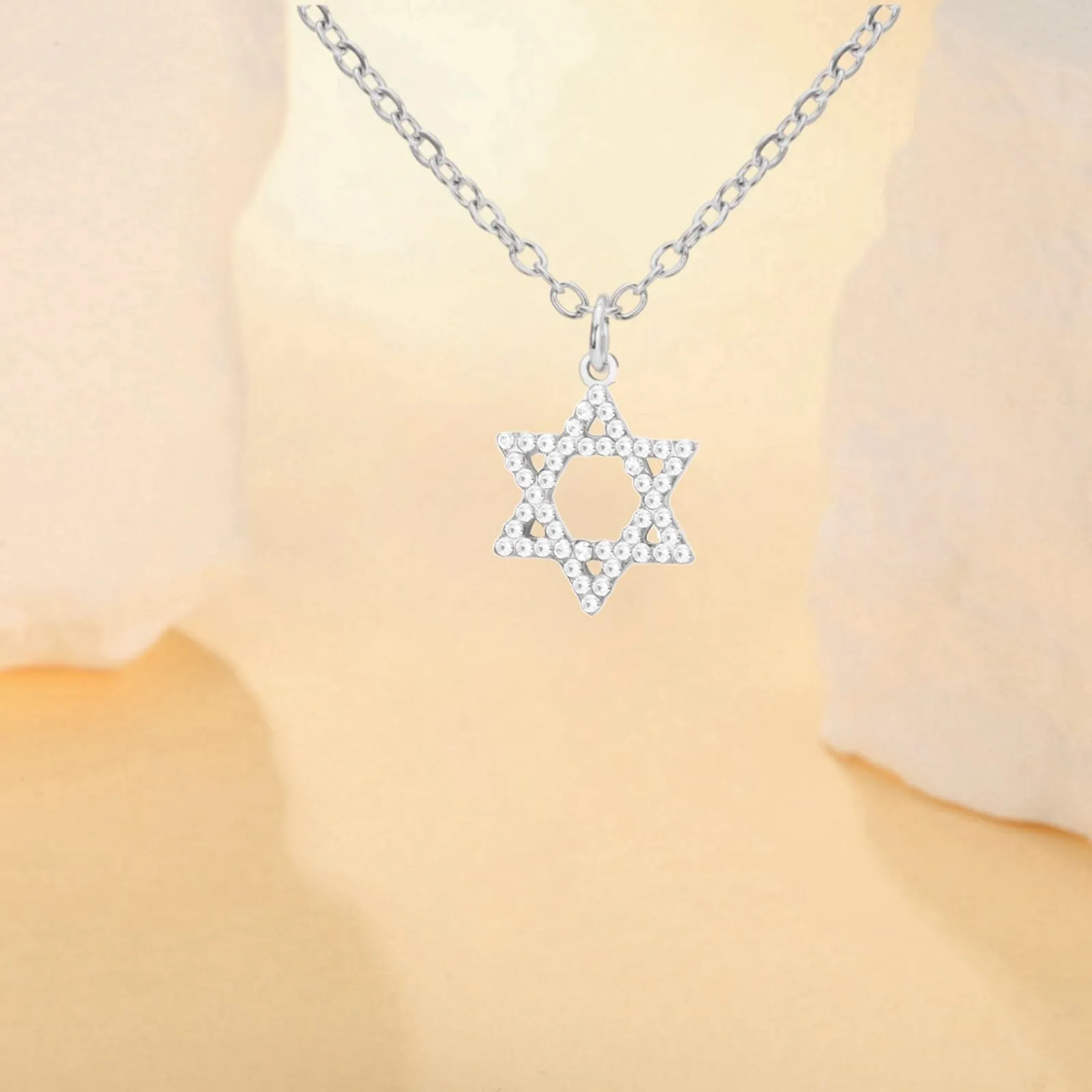 VASSAGO Collana con ciondolo Stella di David in acciaio inossidabile, Argento-CZ - immagine 4
